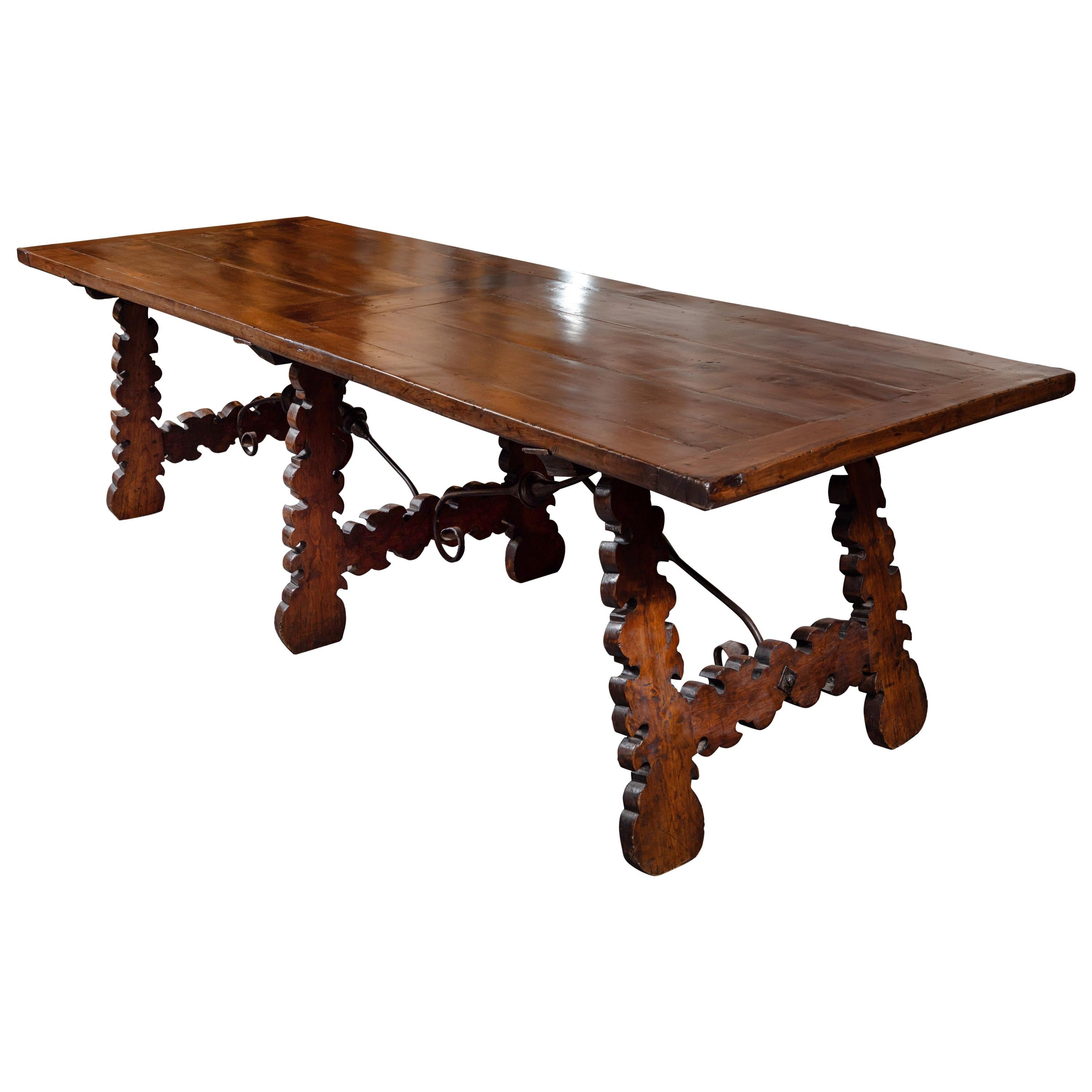 Large, Tuscan, Walnut Dining Table For Sale