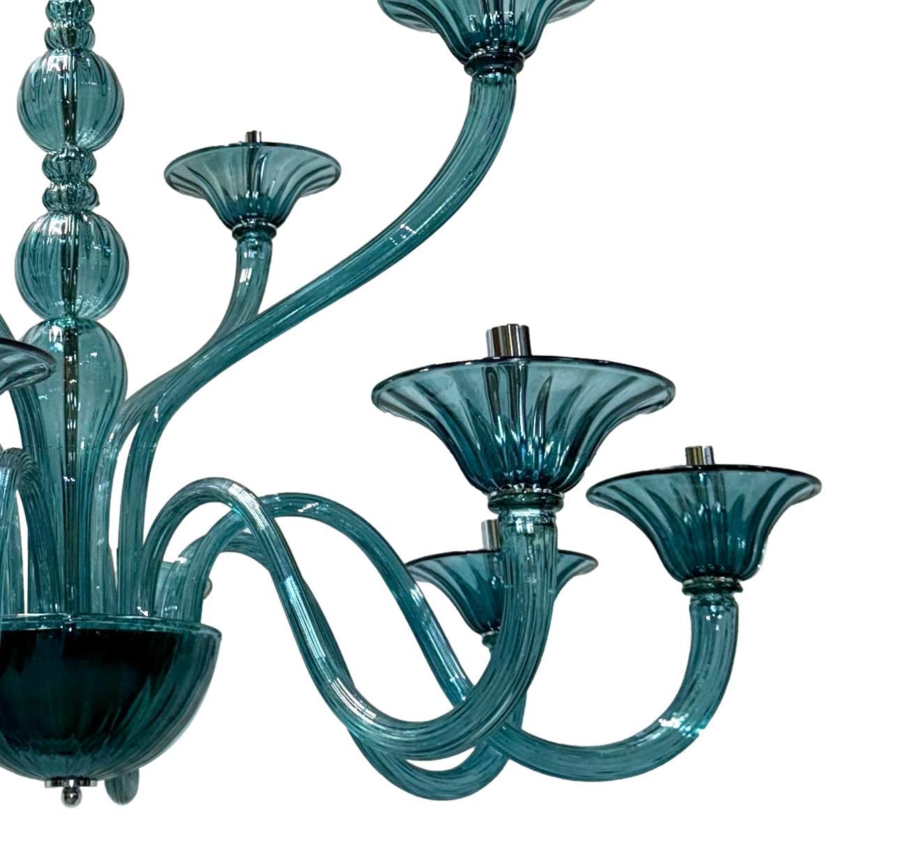 Large Twelve-Arm Murano Chandelier  In Good Condition For Sale In New York, NY