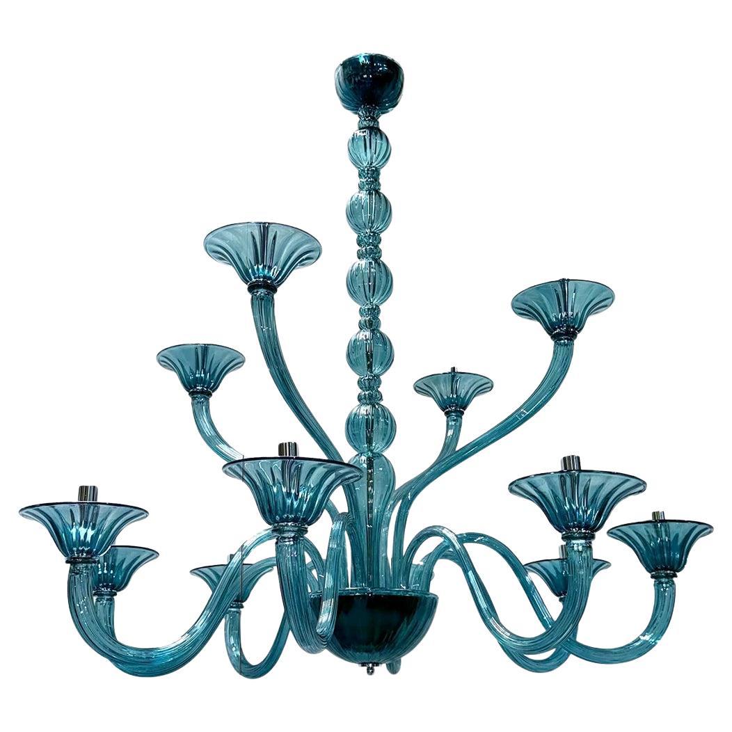 Large Twelve-Arm Murano Chandelier  For Sale