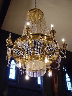 Large Twelve-Light Crystal Chandelier in the English Regency Manner