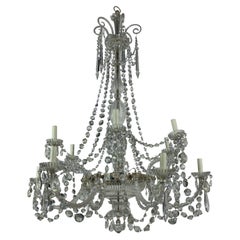 Antique Large Twelve Light Cut Glass Chandelier by Perry of Fine Quality