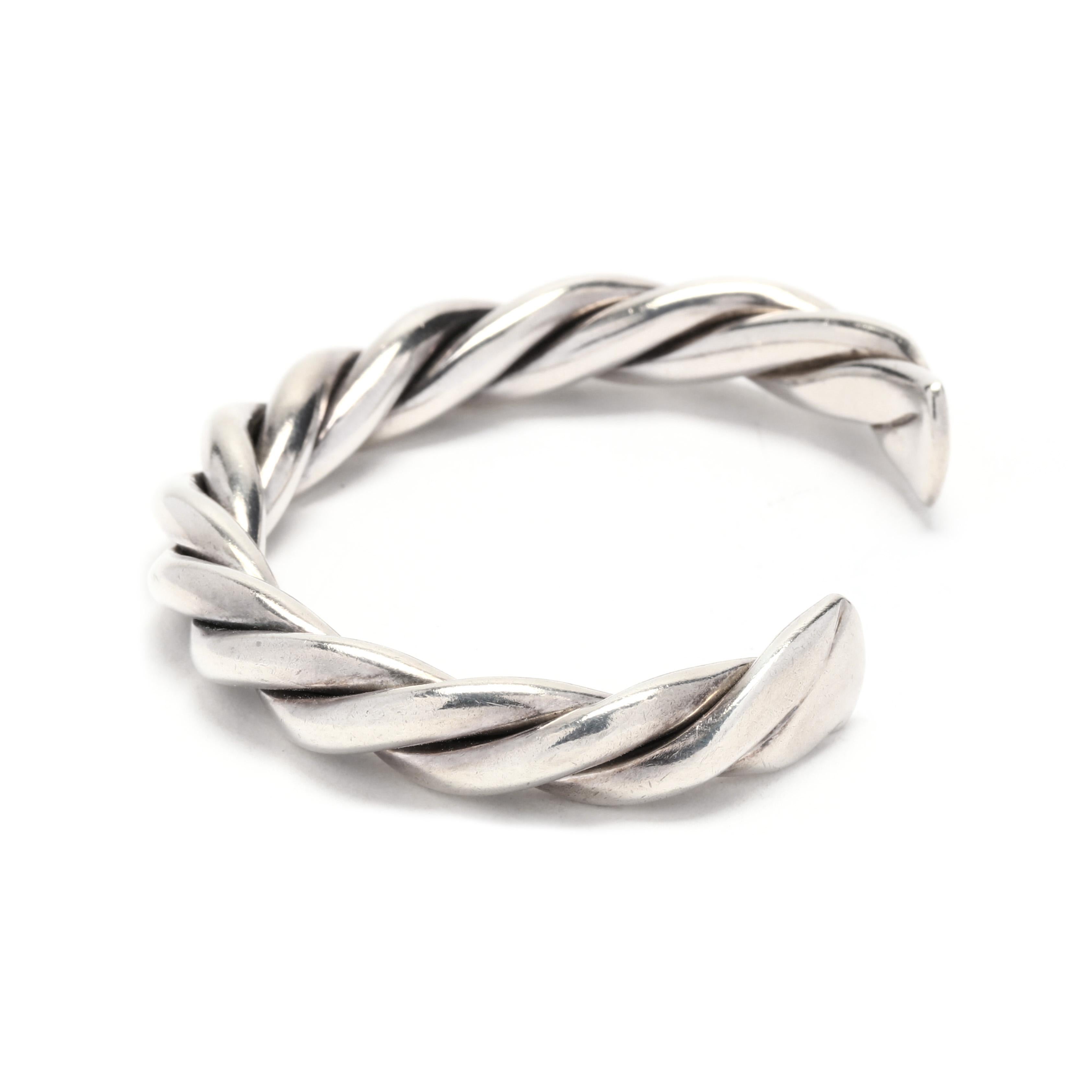 Großes gedrehtes Manschettenarmband, Sterlingsilber für Damen oder Herren