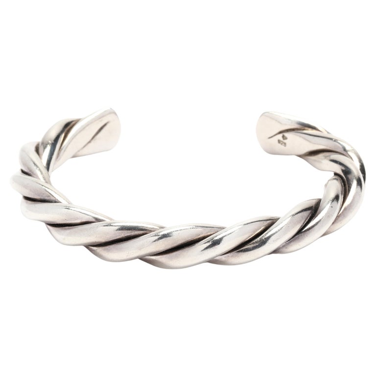 Large Twist Cuff Bracelet, Sterling Silver For Sale at 1stDibs