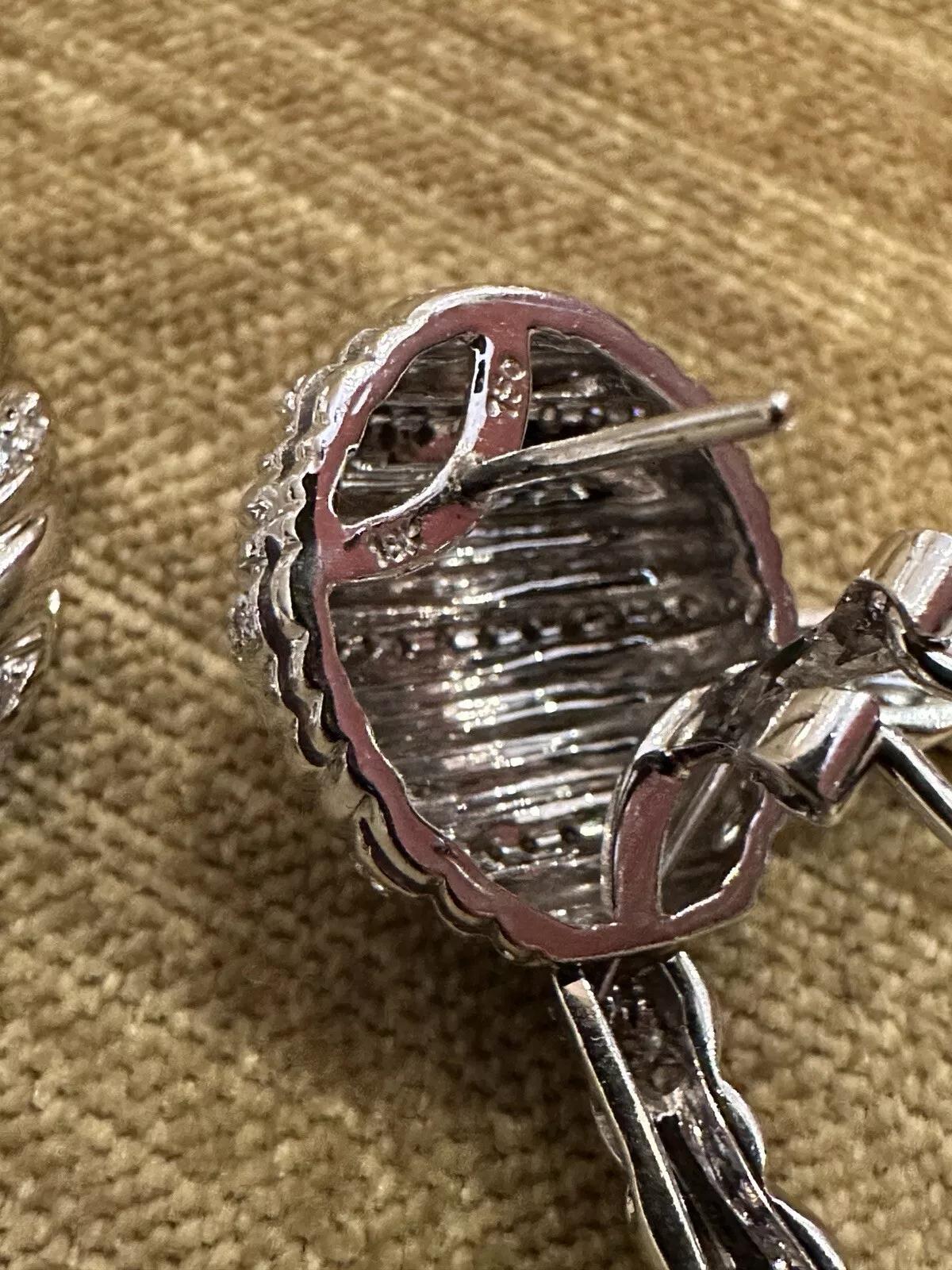 Large Twist Diamond Door-knocker Drop Earrings in 18k White Gold In Excellent Condition For Sale In La Jolla, CA