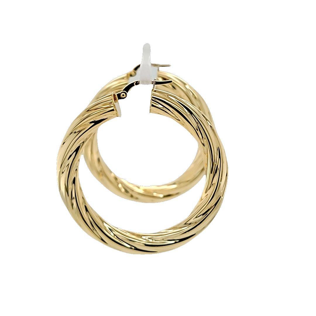 Women's Large Twisted Yellow Gold Hoops For Sale