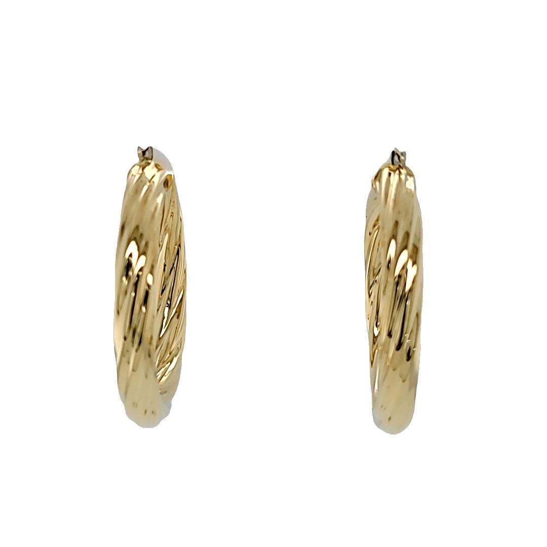 Large Twisted Yellow Gold Hoops For Sale 1