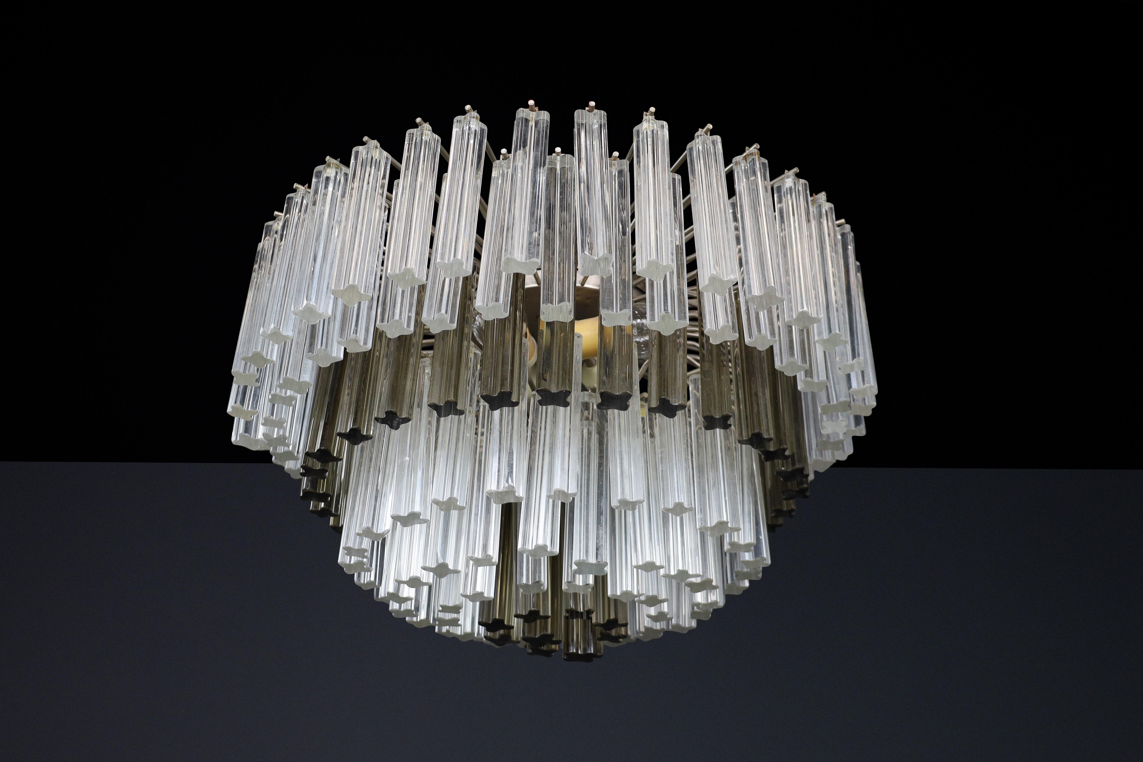 Grand lustre Venini en cristal bicolore à six niveaux, Italie, années 1960 en vente 7