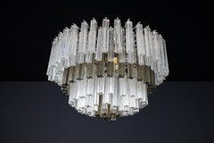Large Two-colored Six-tier Crystal Venini Chandelier from Italy, 1960s.