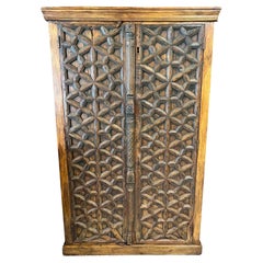 Large Two Door Cabinet with Used Carved Wood Doors from India