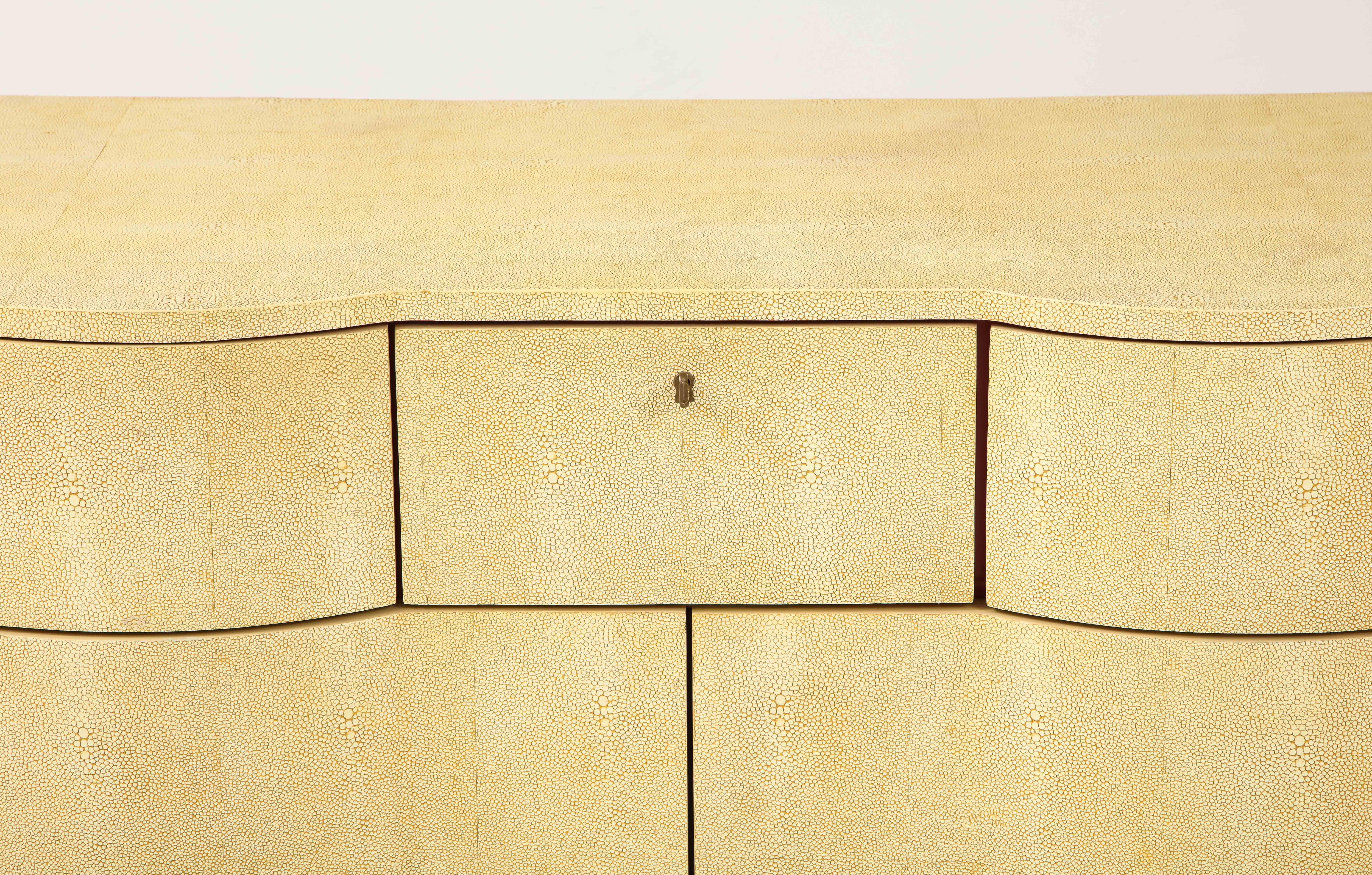 American Large Two-Door Chest in the Style of Samuel Marx in Faux Shagreen