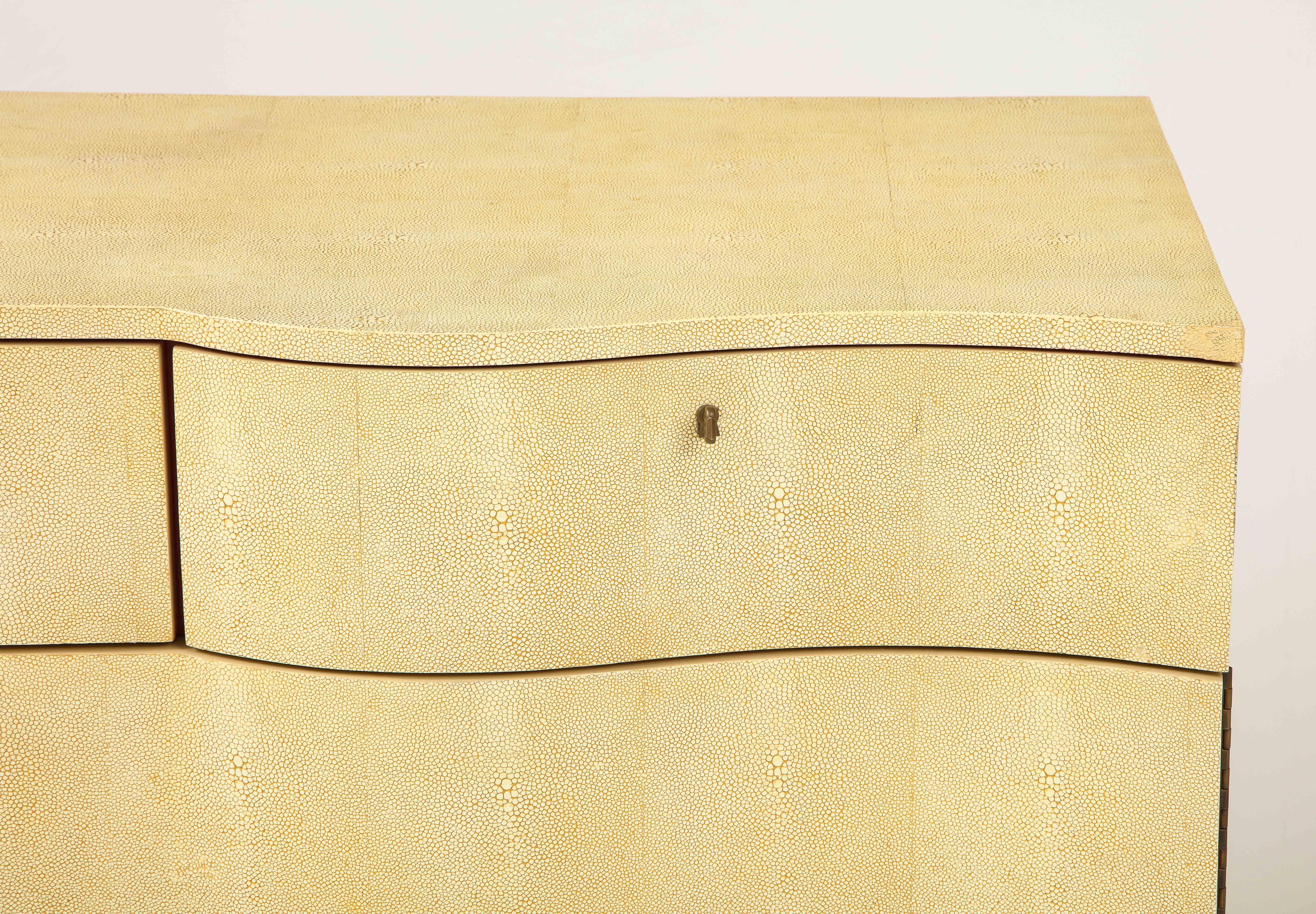 Laminated Large Two-Door Chest in the Style of Samuel Marx in Faux Shagreen