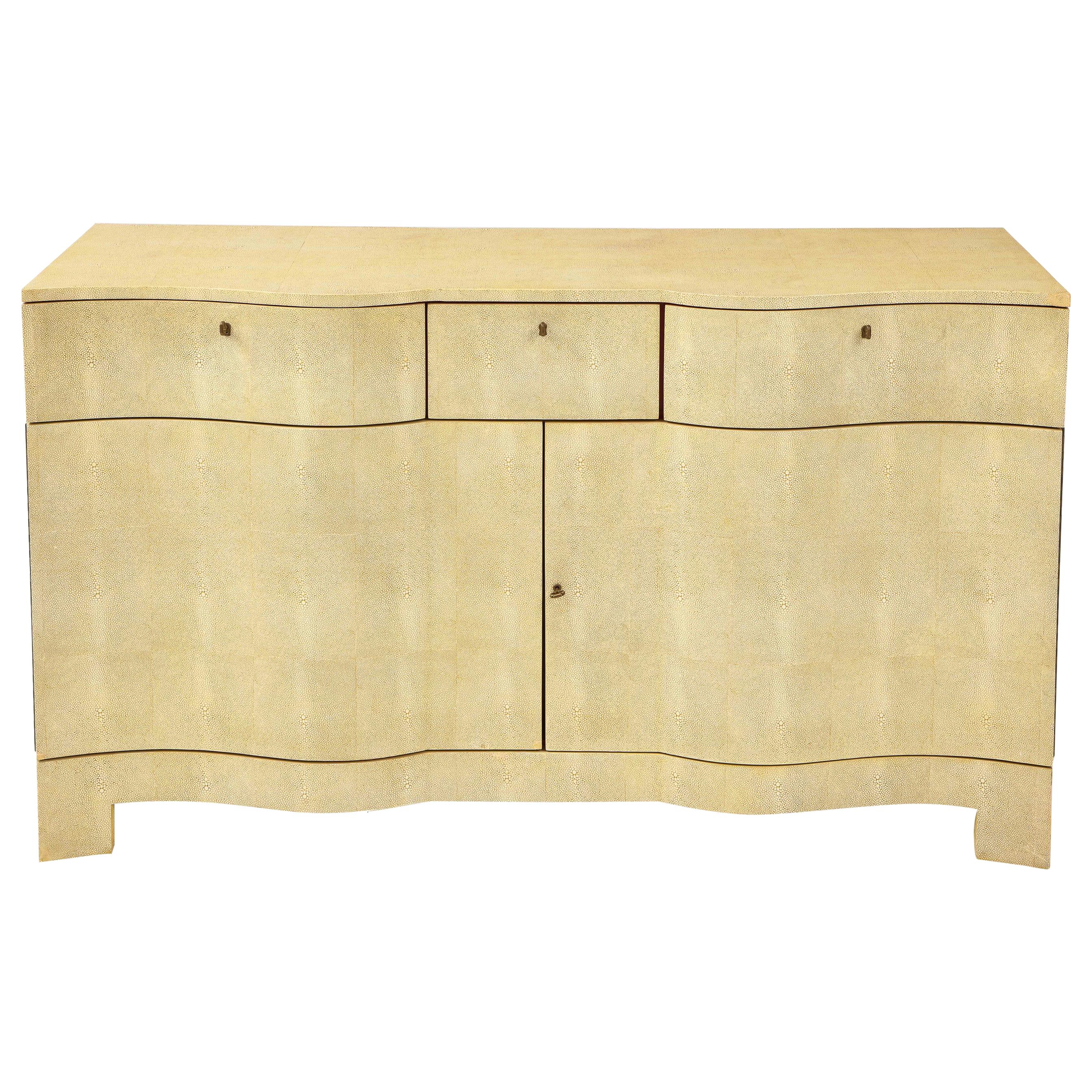 Large Two-Door Chest in the Style of Samuel Marx in Faux Shagreen