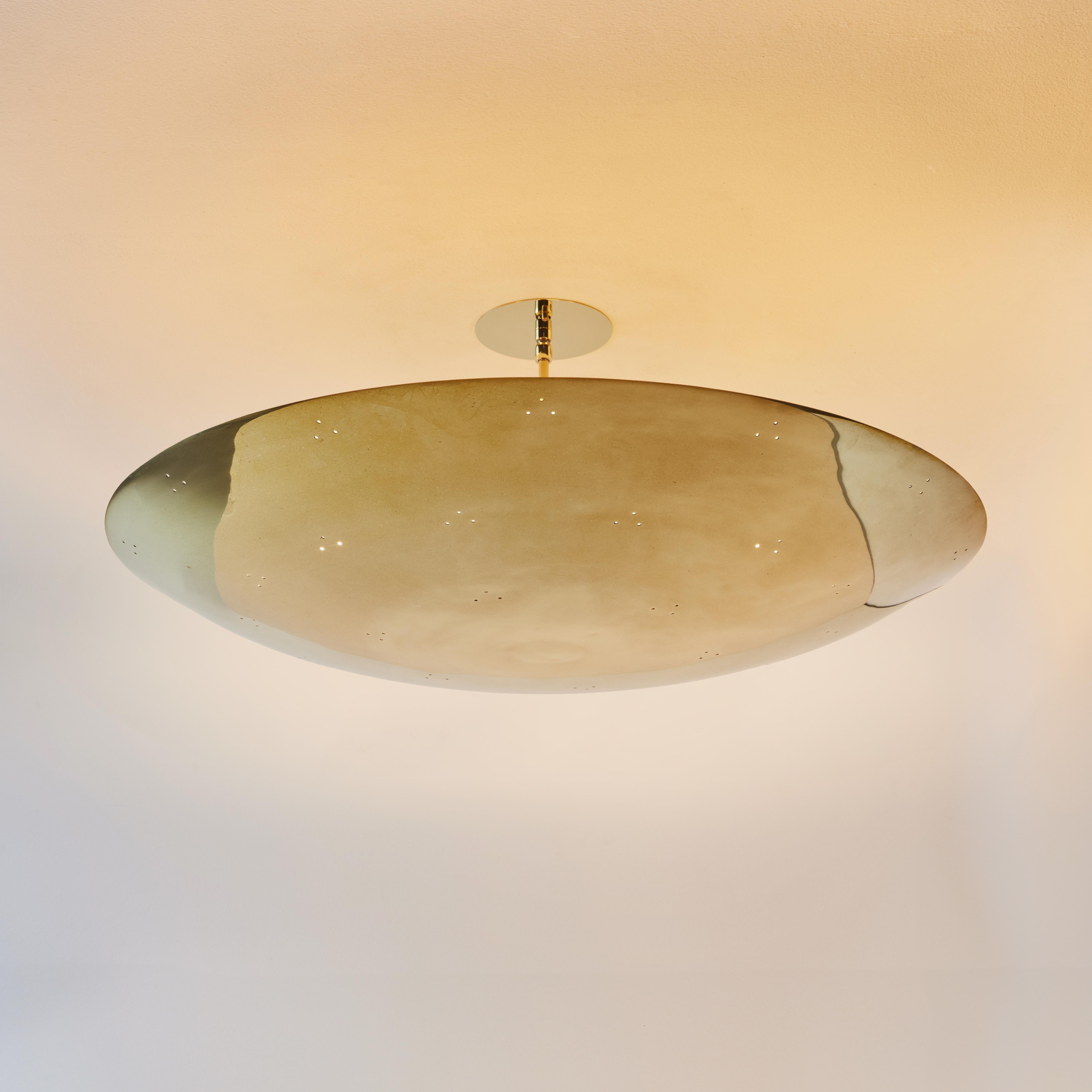Mid-Century Modern Large Raul Reyes 'Rey 30' Perforated Polished Brass Dome Ceiling Lamp For Sale