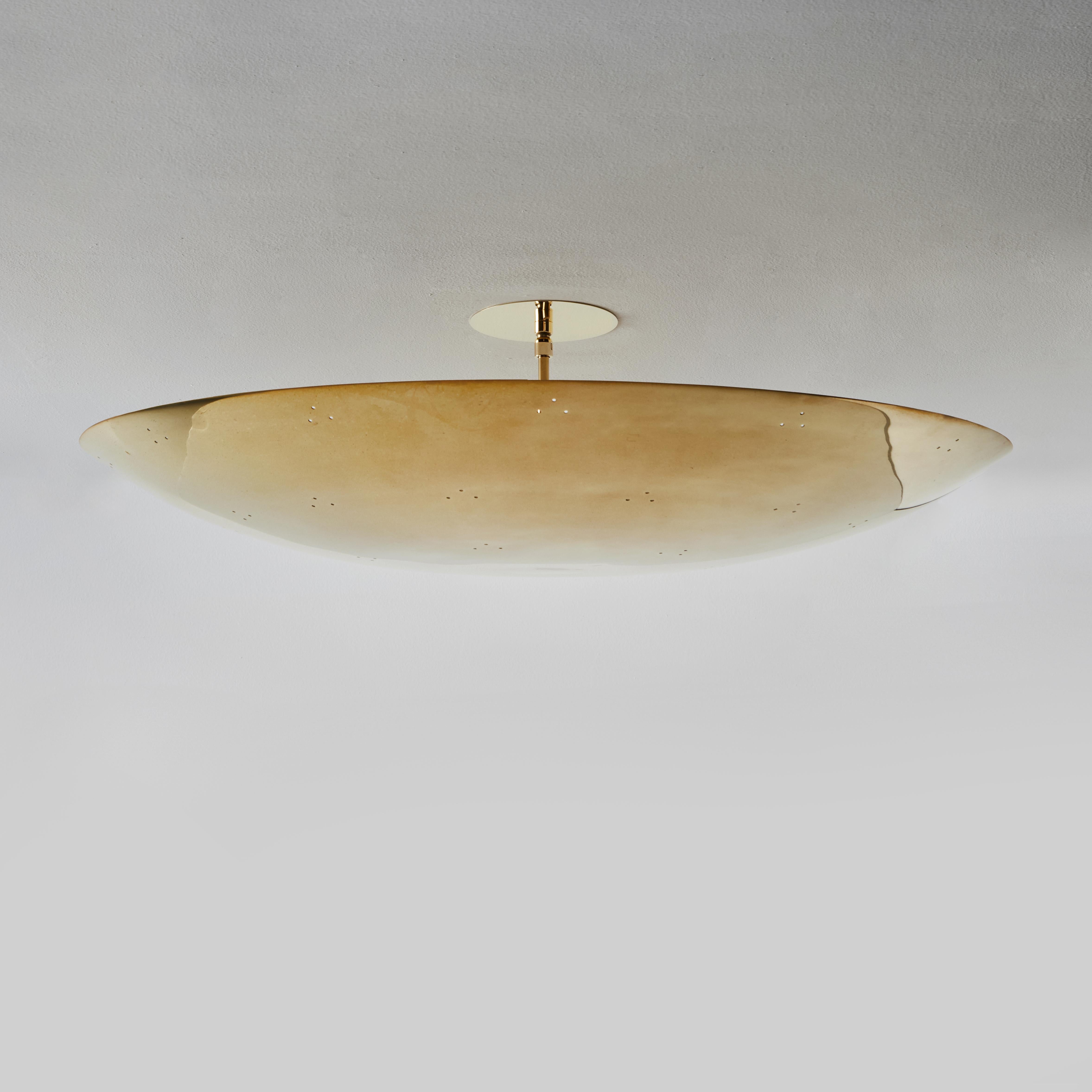 American Large Raul Reyes 'Rey 30' Perforated Polished Brass Dome Ceiling Lamp For Sale