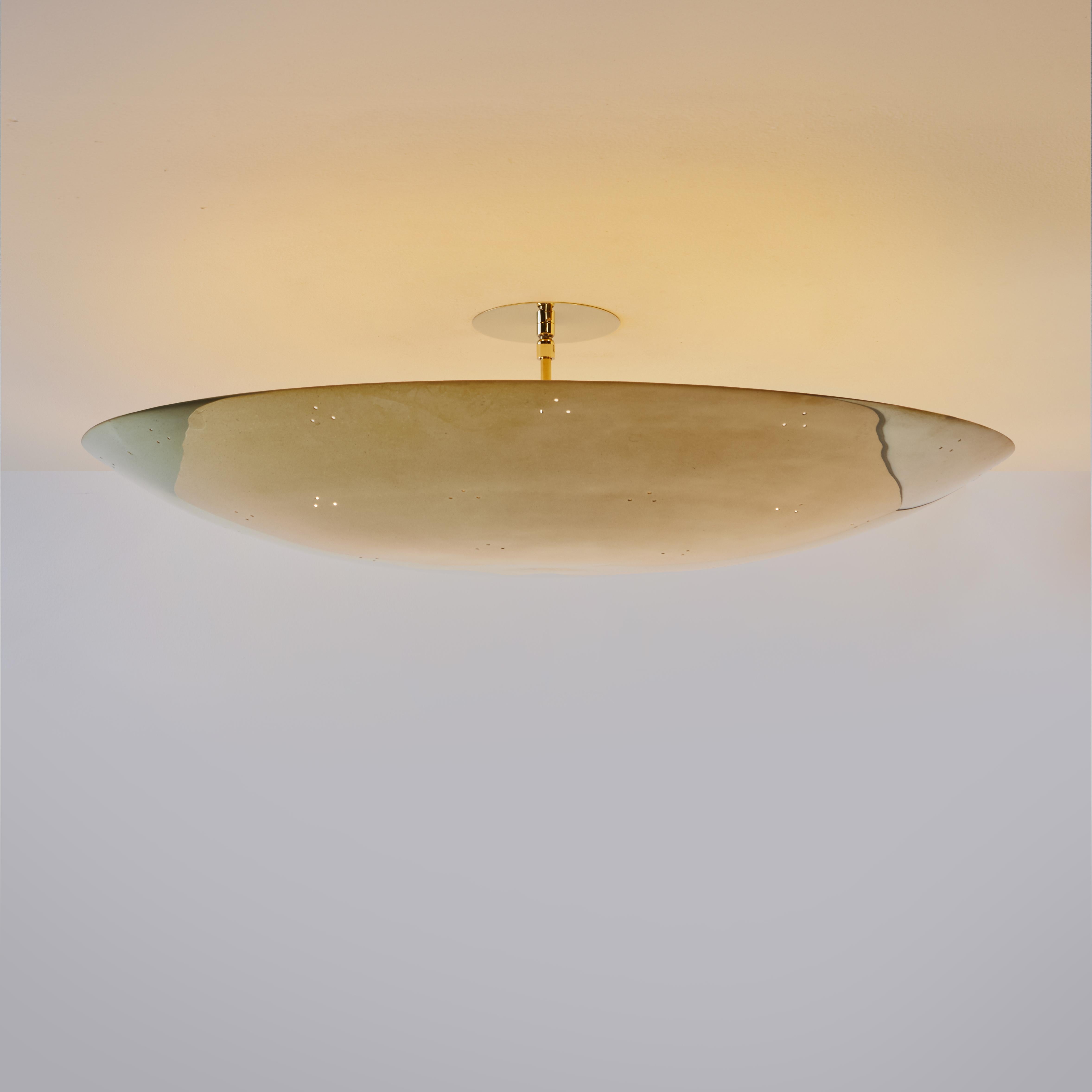 Large Raul Reyes 'Rey 30' Perforated Polished Brass Dome Ceiling Lamp In New Condition For Sale In Glendale, CA