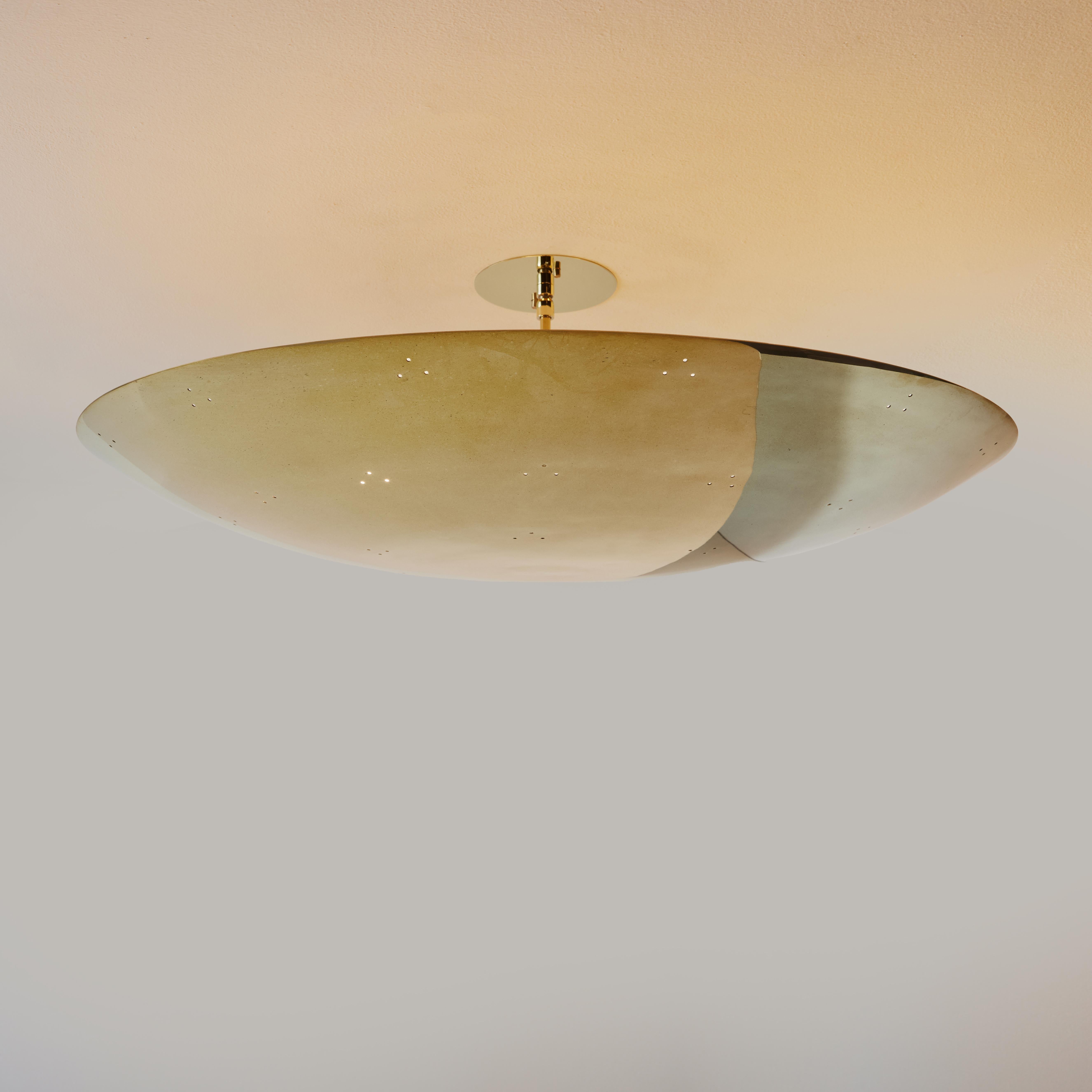 Contemporary Large Raul Reyes 'Rey 30' Perforated Polished Brass Dome Ceiling Lamp For Sale