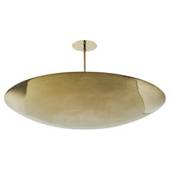 Large Two Enlighten 'Rey 30' Perforated Polished Brass Dome Chandelier