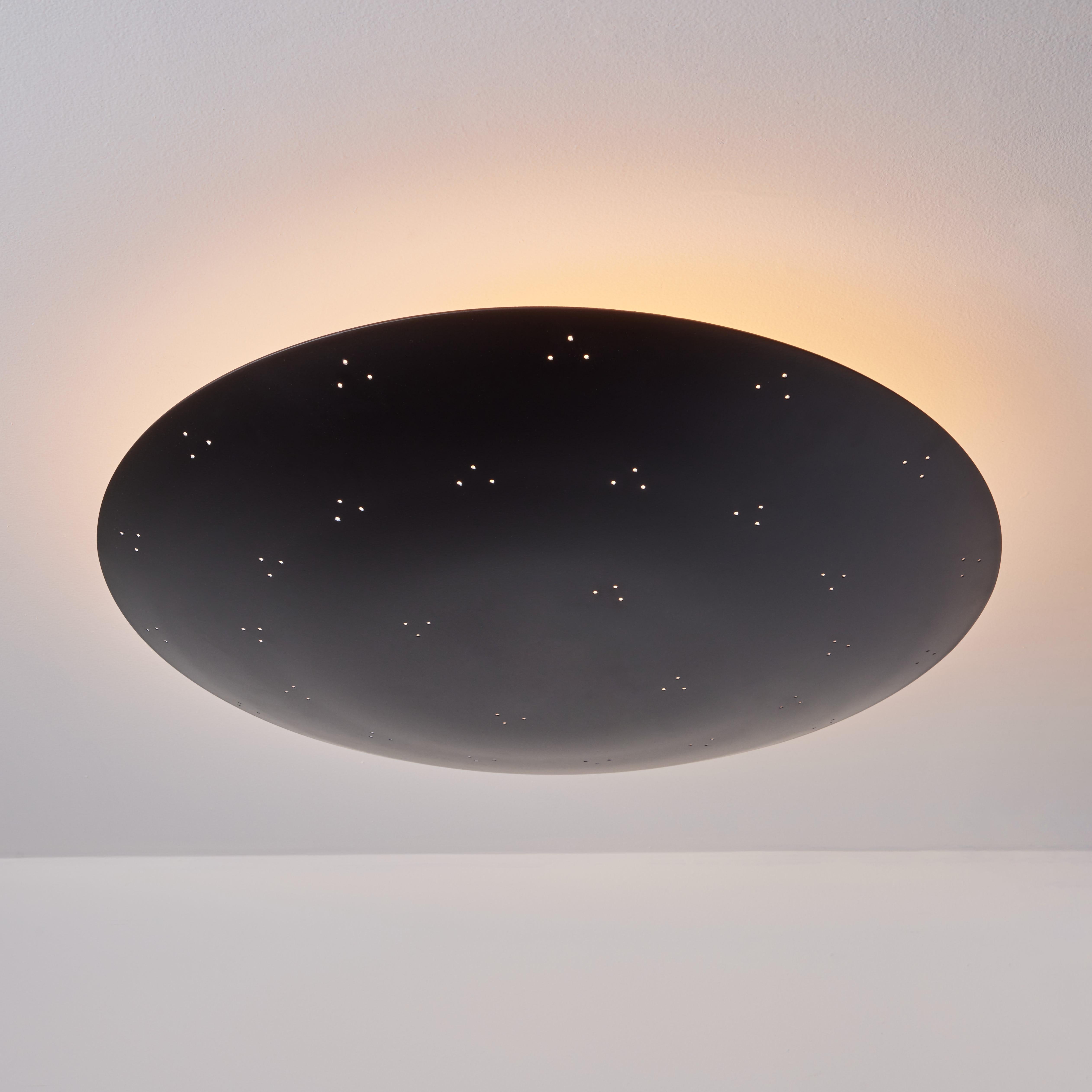 Mid-Century Modern Large Two Enlighten 'Rey' Perforated Dome Ceiling Lamp in Black For Sale