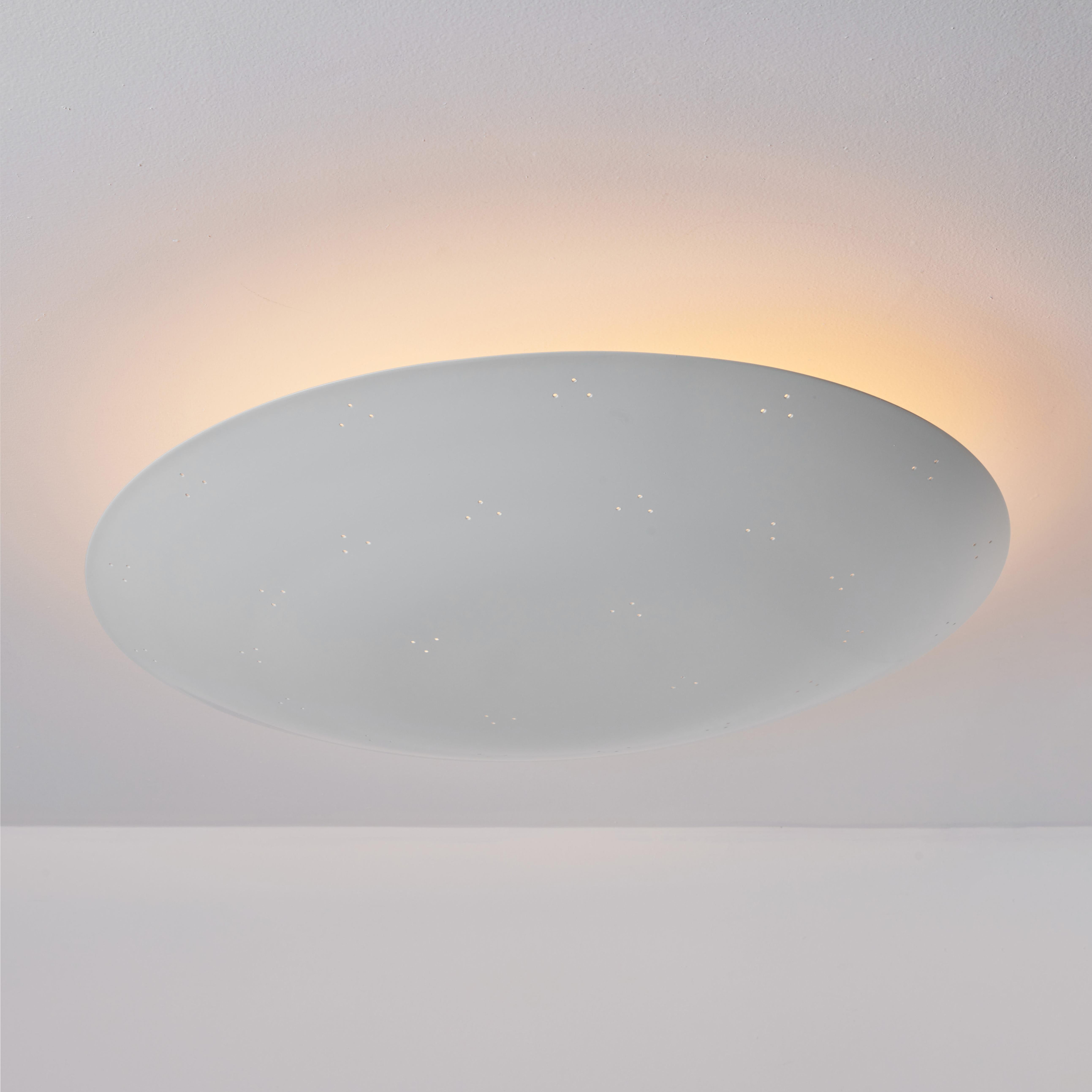 Large Two Enlighten 'Rey' Perforated Dome Ceiling Lamp in White For Sale 3