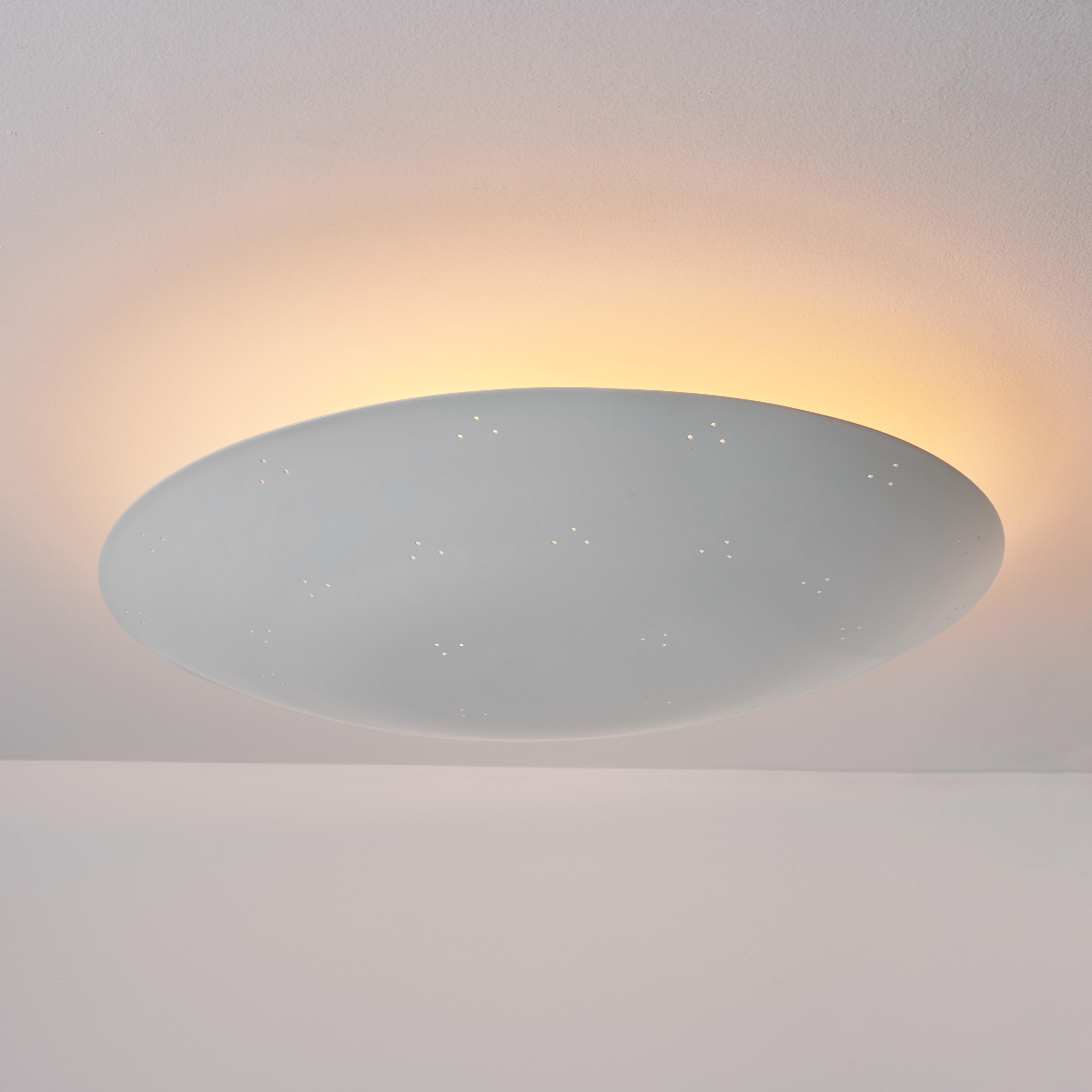 Contemporary Large Two Enlighten 'Rey' Perforated Dome Ceiling Lamp in White For Sale