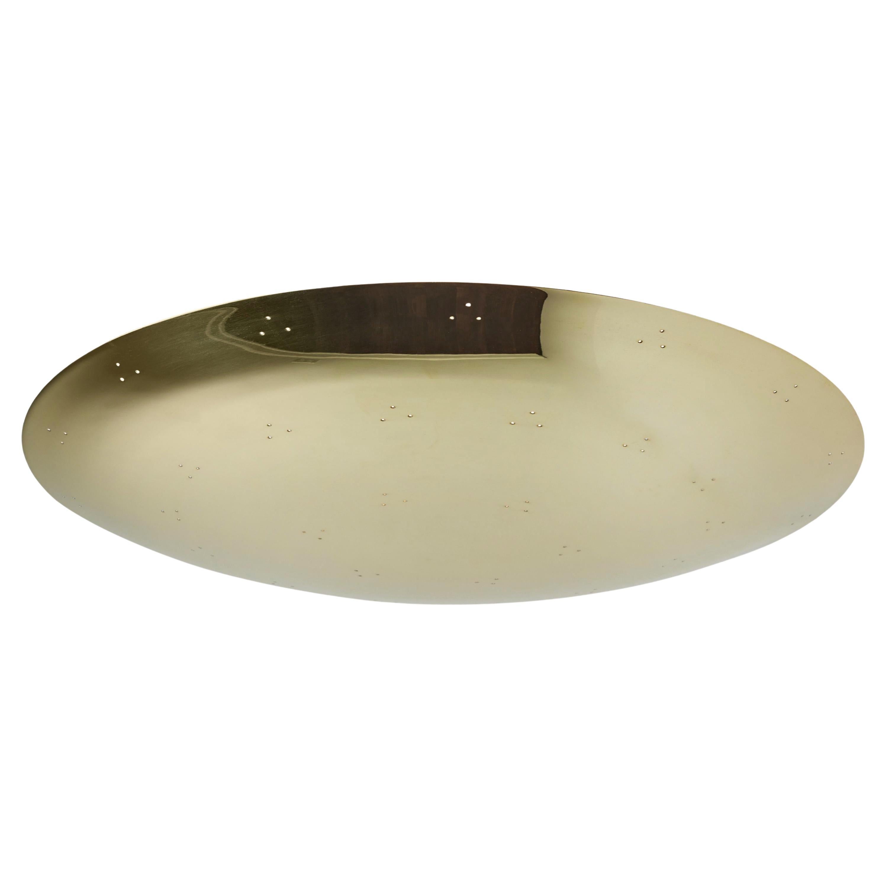 Large Two Enlighten 'Rey' Perforated Polished Brass Dome Ceiling Lamp