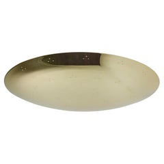 Large Two Enlighten 'Rey' Perforated Polished Brass Dome Ceiling Lamp (plafonnier à dôme en laiton poli perforé)
