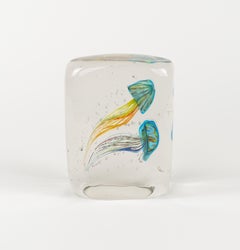 Large Two Jelly Fish Murano Glass Aquarium Cenedese Style, Italy 1980s