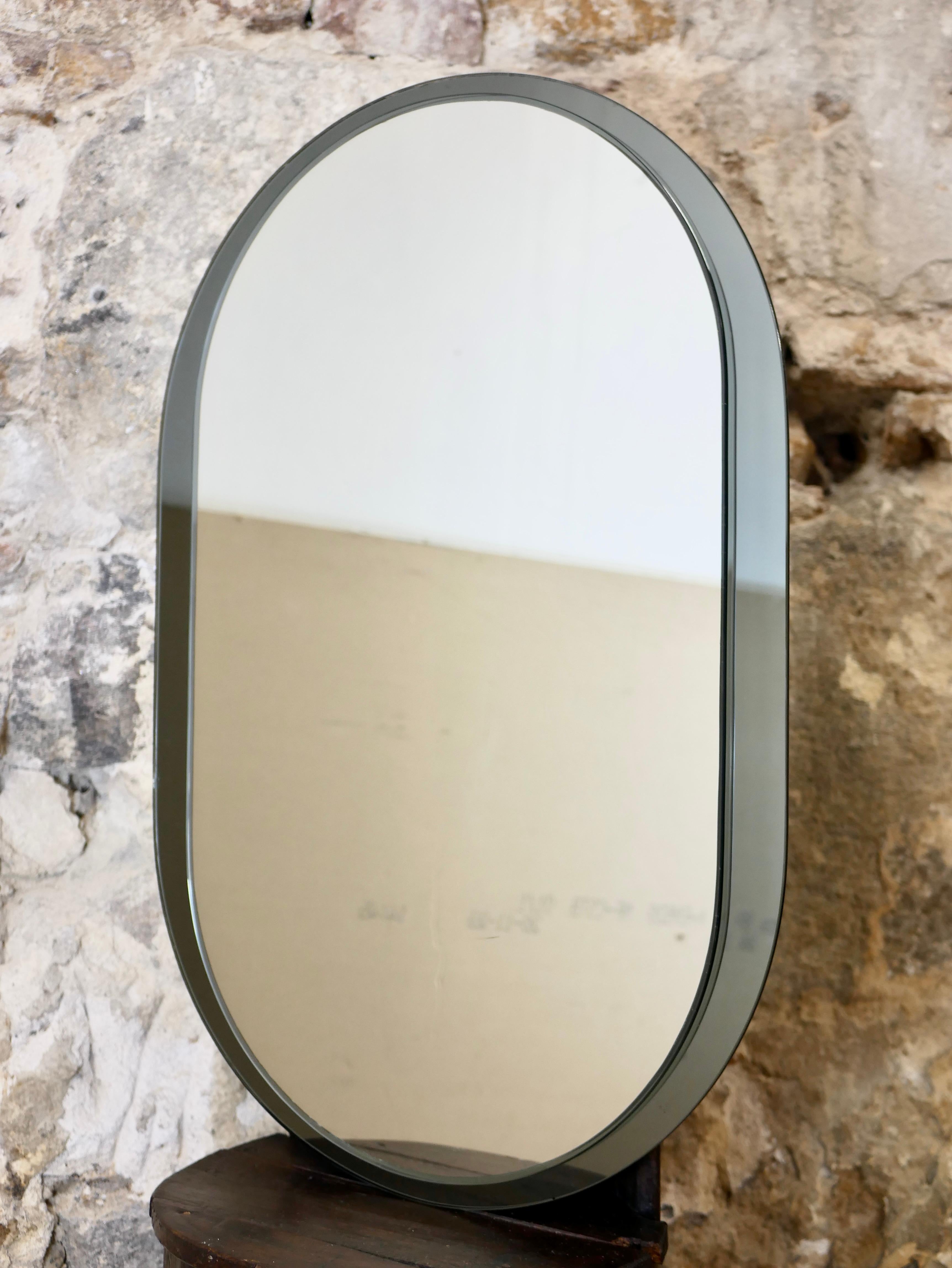Modern Large two layers oval mirror by Veca, made in Italy, 1970s For Sale