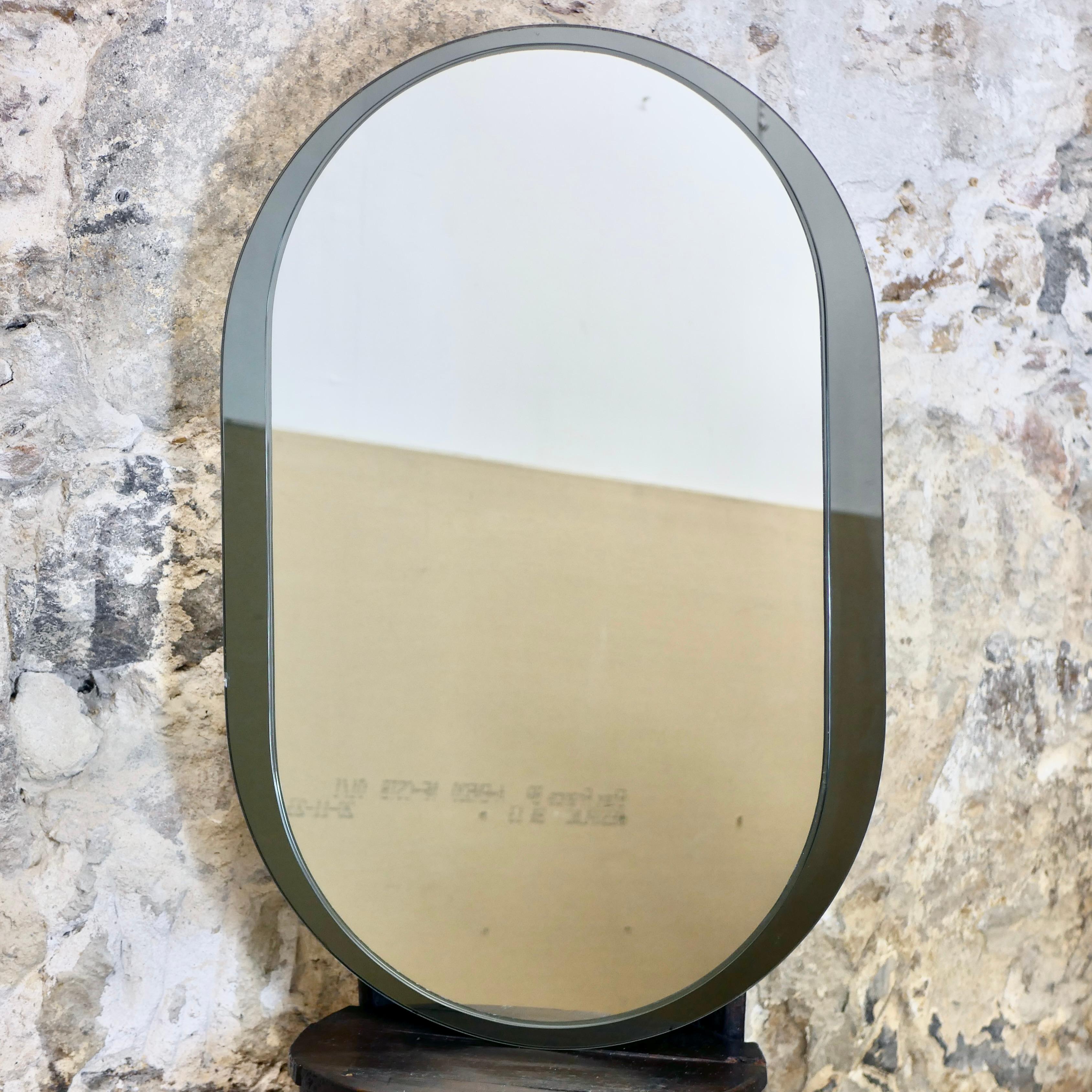 Italian Large two layers oval mirror by Veca, made in Italy, 1970s For Sale