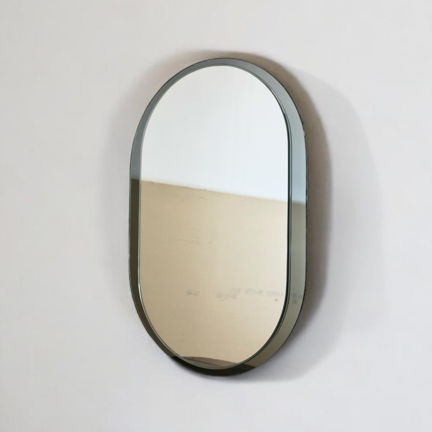 Glass Large two layers oval mirror by Veca, made in Italy, 1970s For Sale
