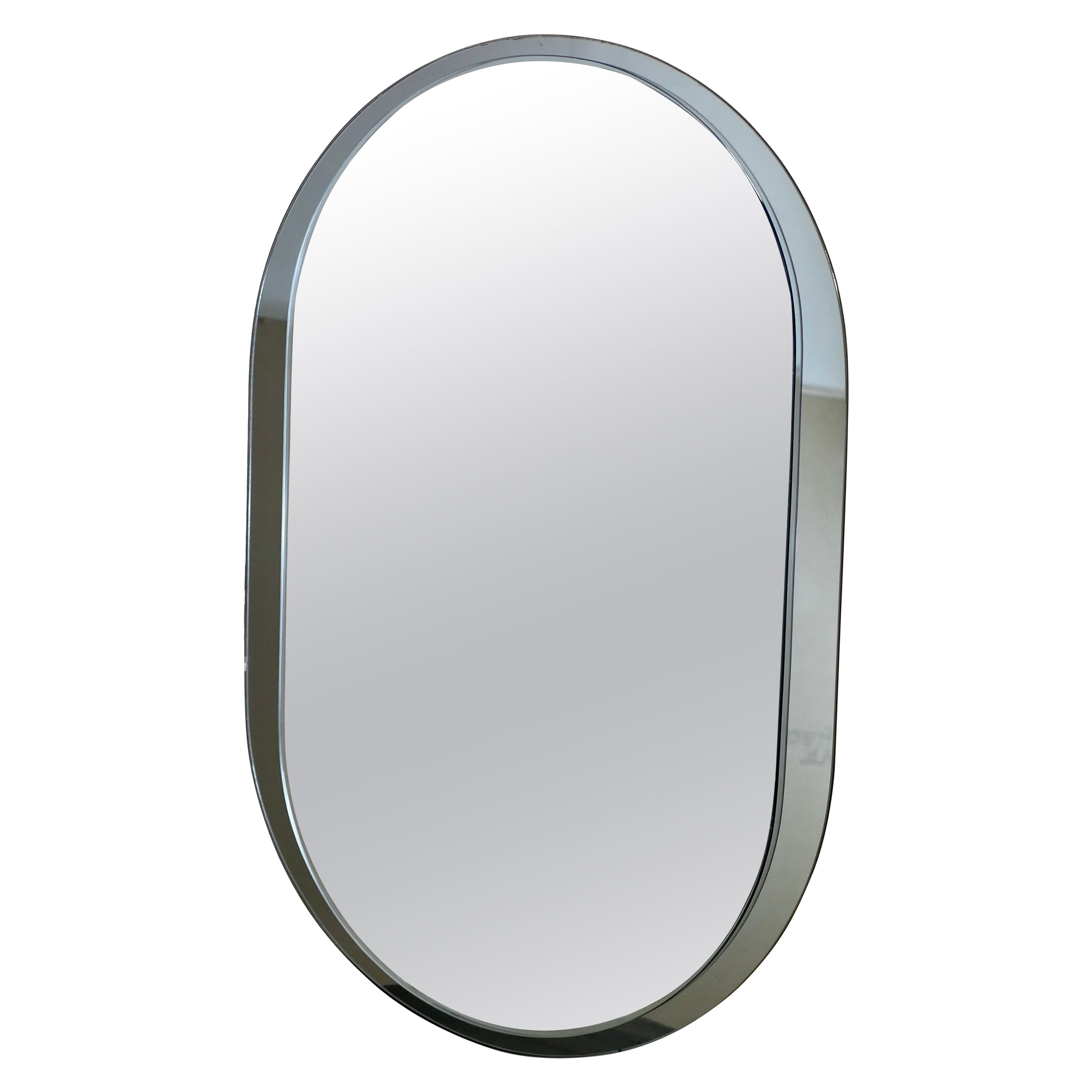 Grand miroir ovale en deux couches par Veca, fabriqué en Italie, 1970