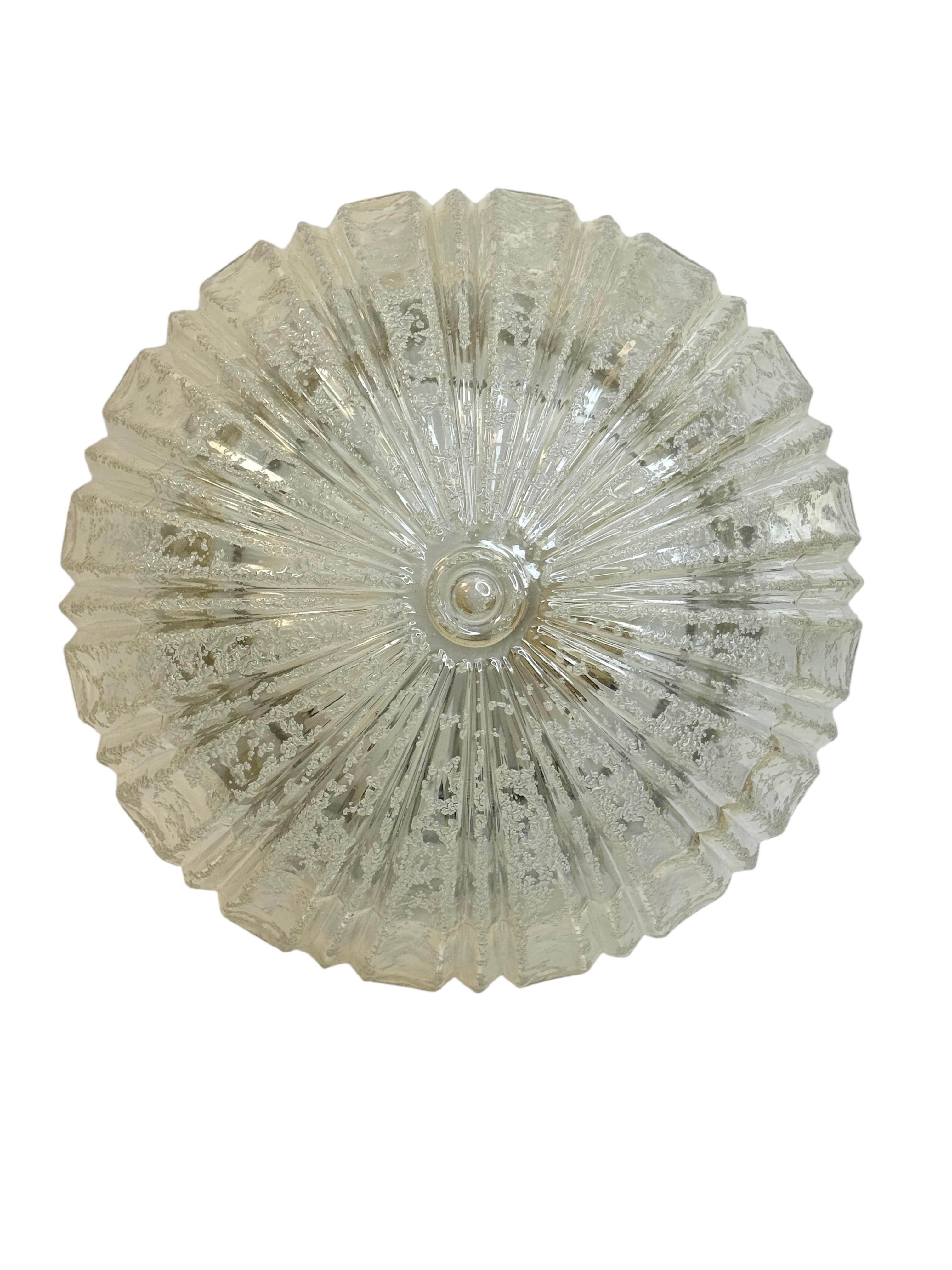 large two light Futuristic Pattern Limburg Flush Mount Ceiling Light, 1960s In Good Condition For Sale In Nuernberg, DE