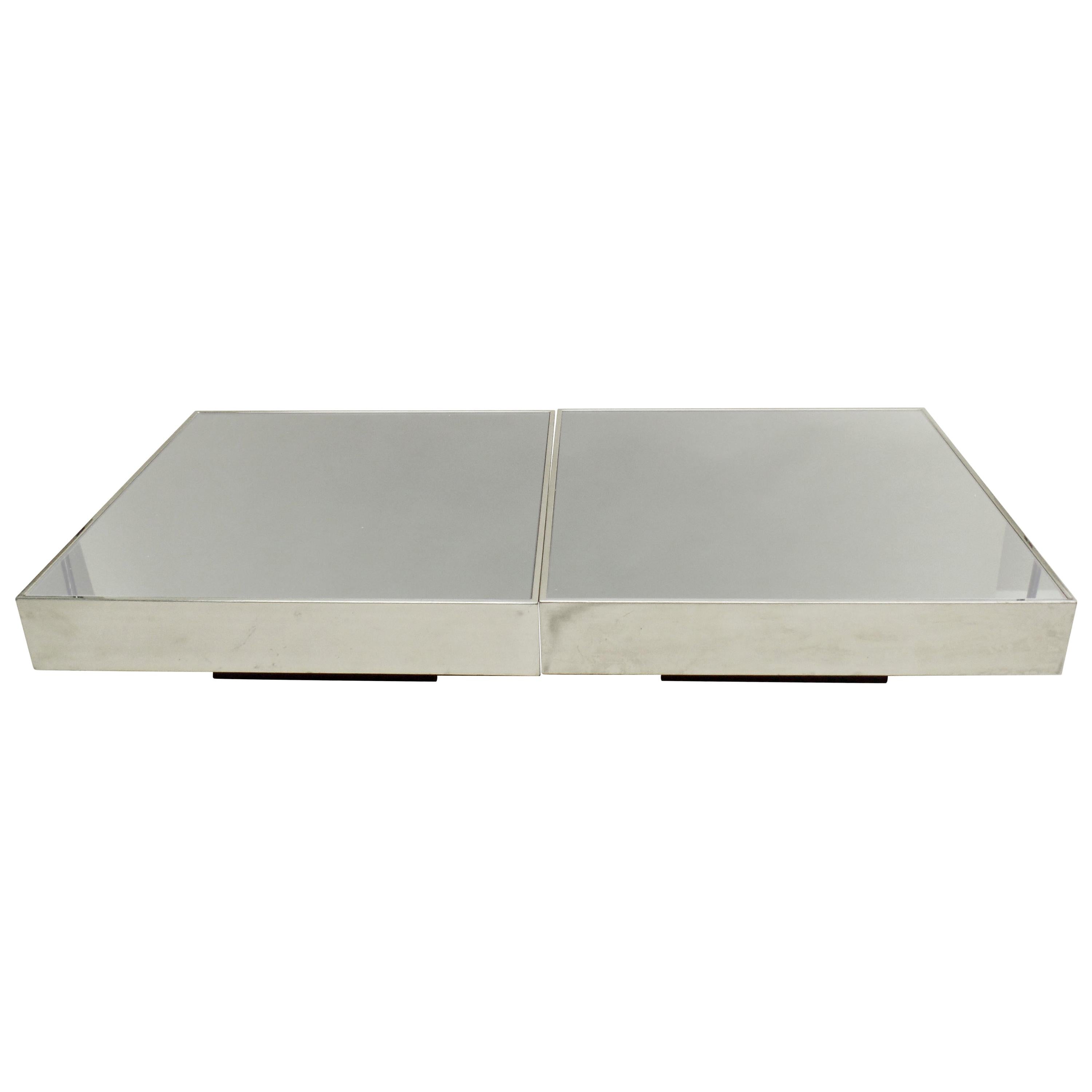 Large Two-Part Italian Mid-Century Modern Coffee Table by Willy Rizzo for Cidue