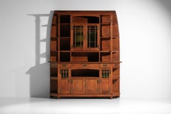 Large two-piece Arts & Crafts style oak sideboard, 1920s, signed R & V -J744