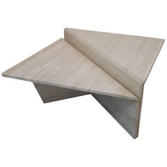 Large Two-Piece Italian Travertine Bi-Level Coffee Table