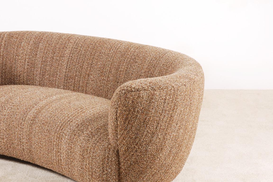 Mid-20th Century Large Two-Seat Curved Sofa, Denmark, circa 1940