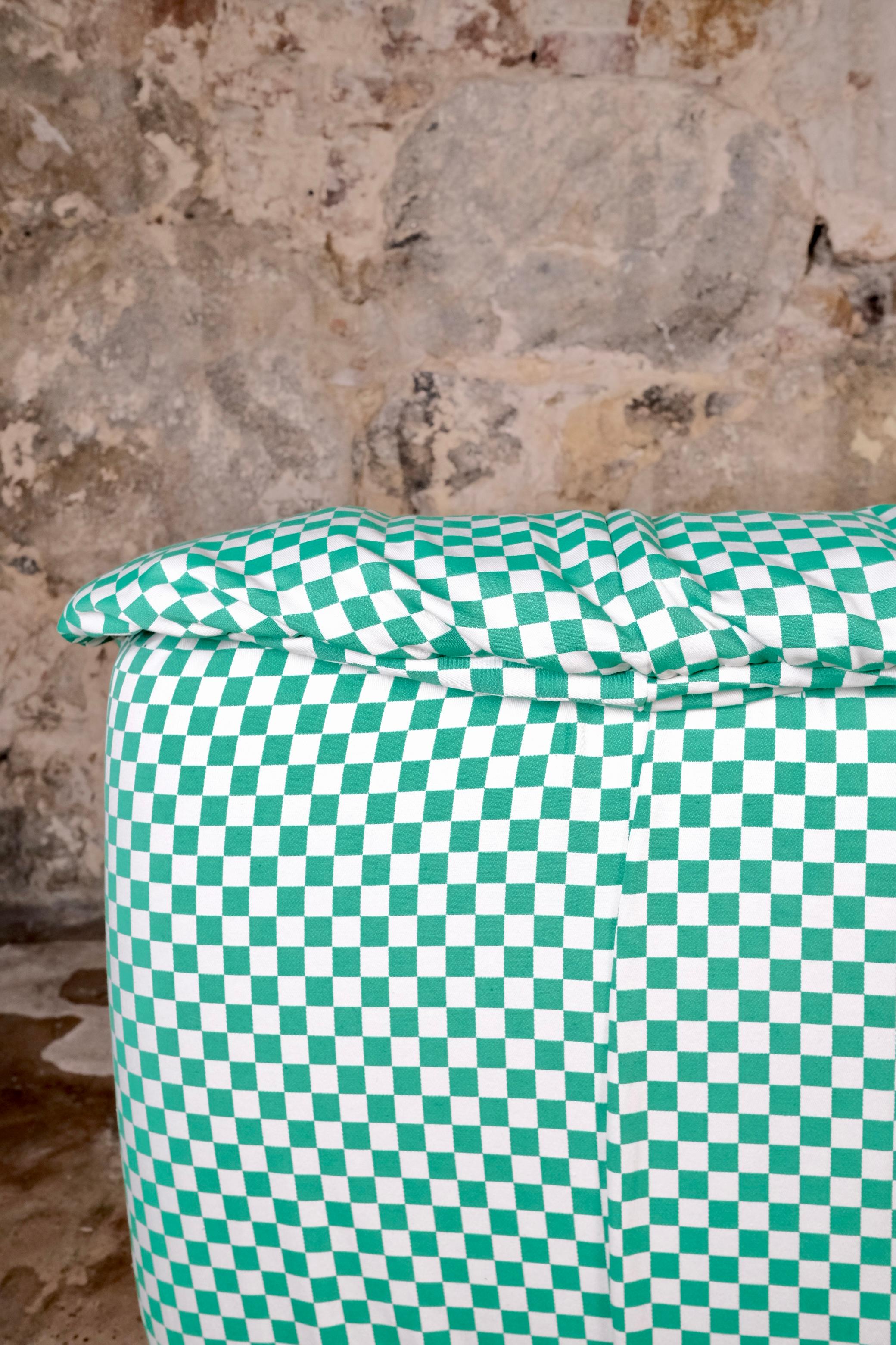 Large two-seater sofa in checkered pattern made in France, 1980s For Sale 11