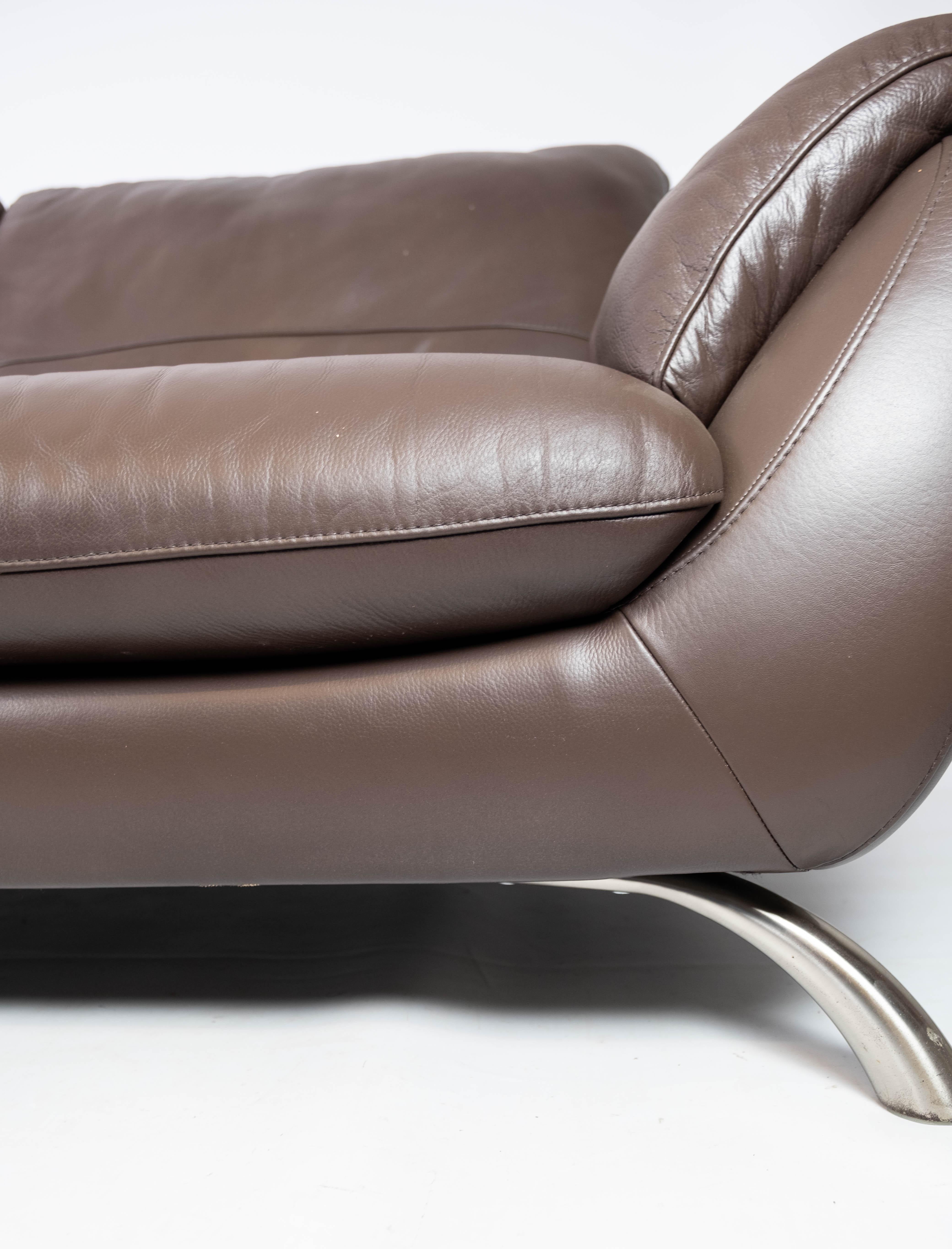 Grand canapé 2. Seater Sofa Made In Brown Leather By Italsofa  en vente 1