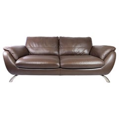 Large Two Seater Sofa Upholstered with Brown Leather, Italsofa