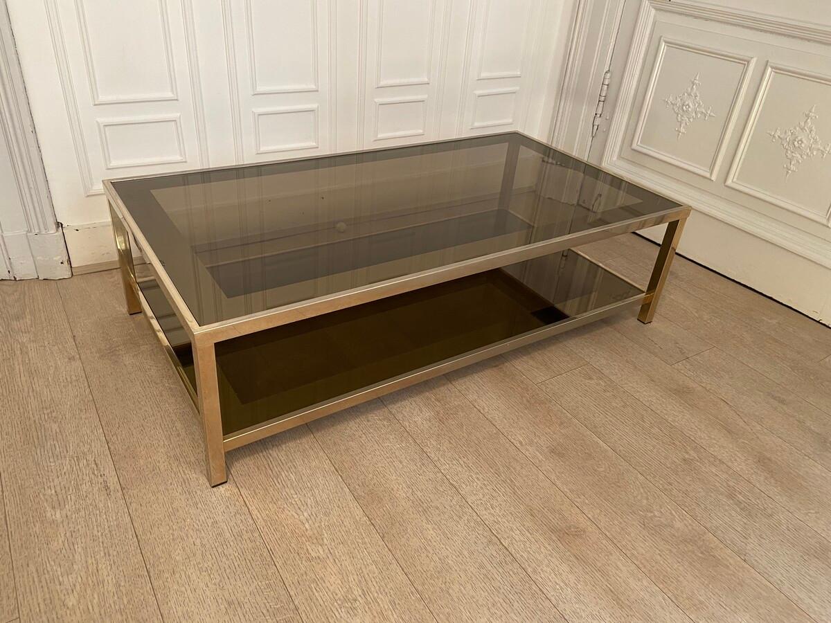 Metal Large Two-Tier Coffee Table in the Style of Romeo Rega, 1970s