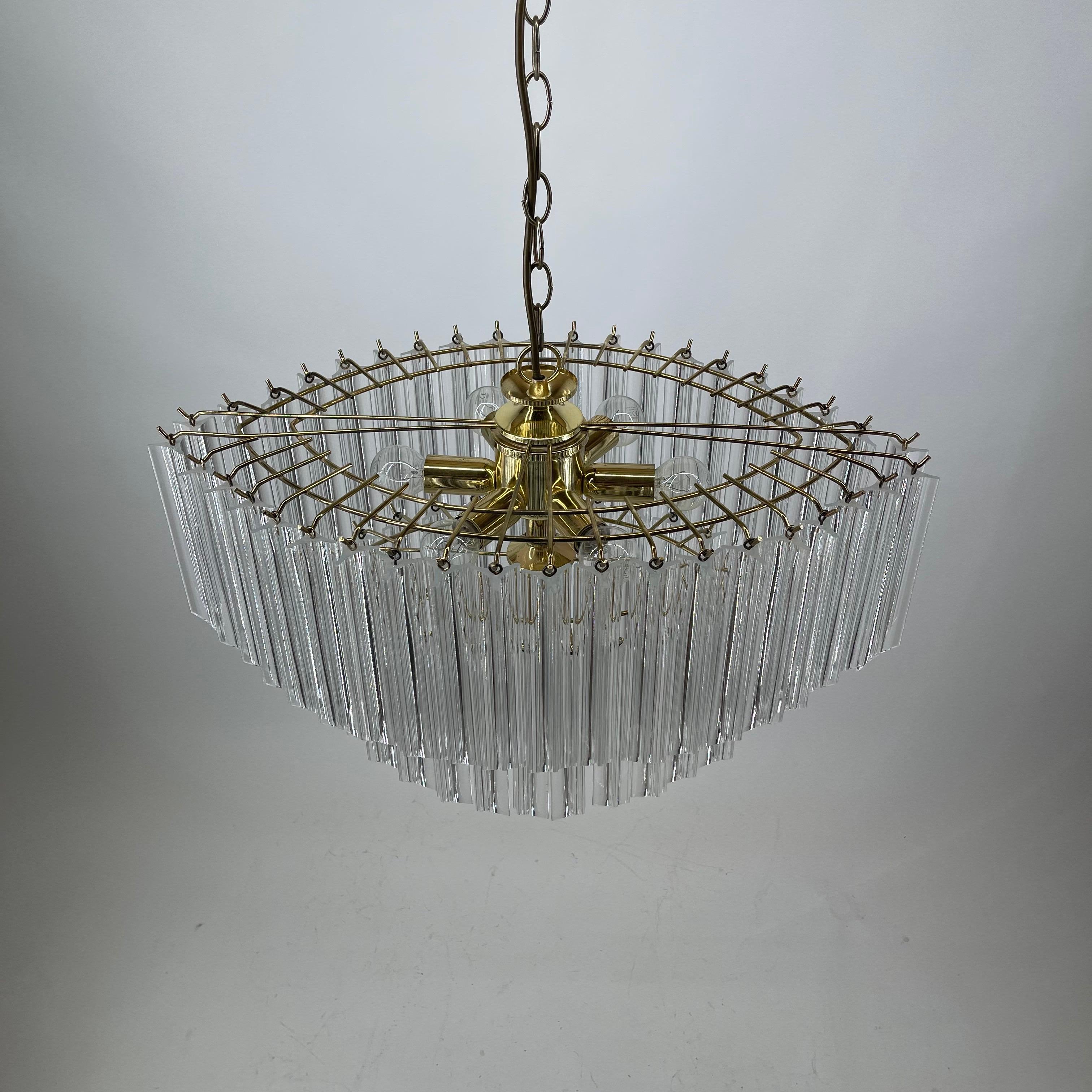Late 20th Century Large Two Tier Elegant Sparkling Lucite Chandelier, Austria 1970s For Sale