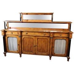 Large Two-Tier Walnut French Regency Bronze Mounted Sideboard Buffet Server