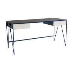 Large Two Tone Bespoke Study Desk with Linoleum Top and Drawer, Customizable