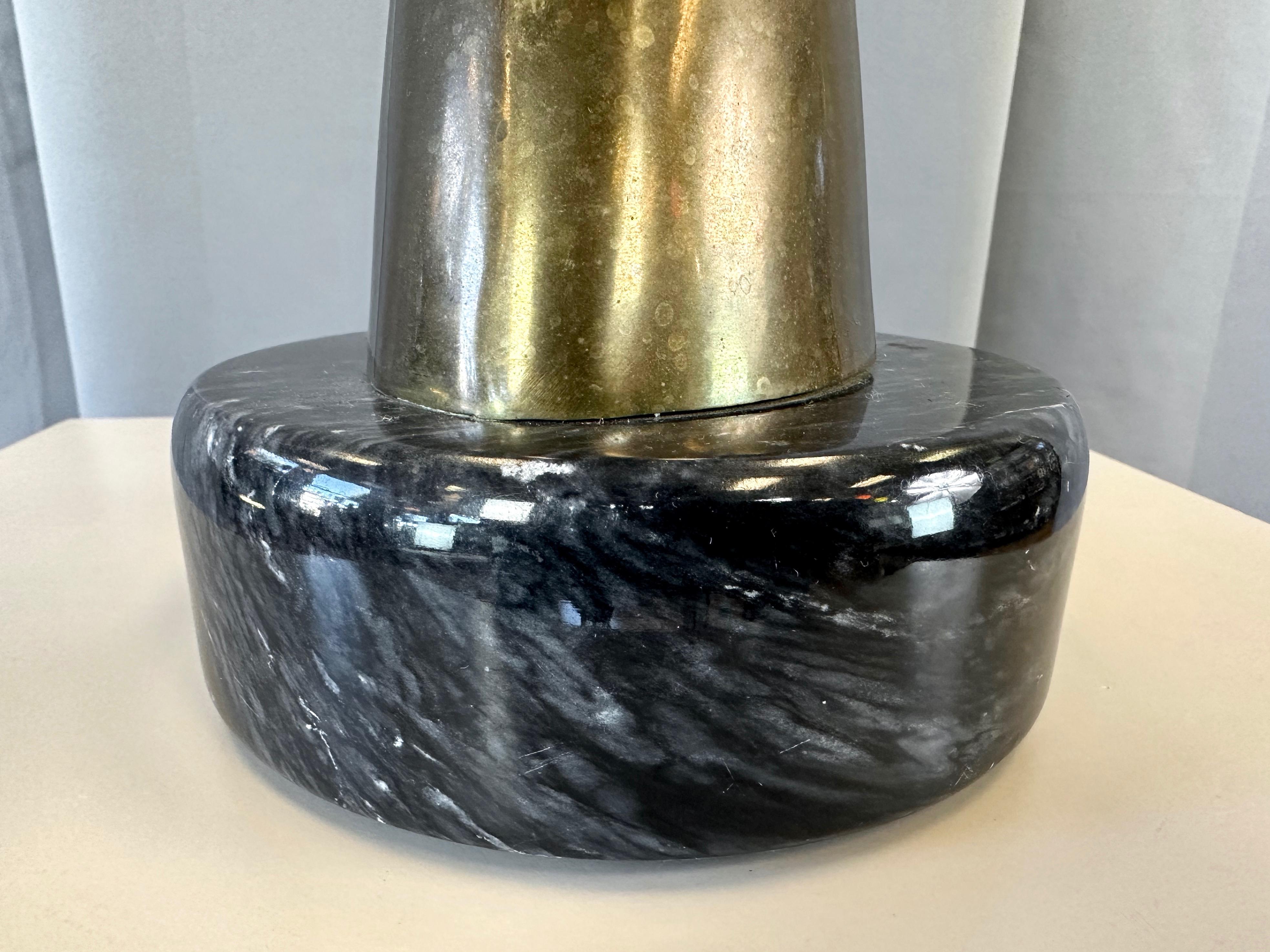 Large Two-Tone Brass Impala Bust Sculpture on Black Marble Base, 1970s For Sale 7