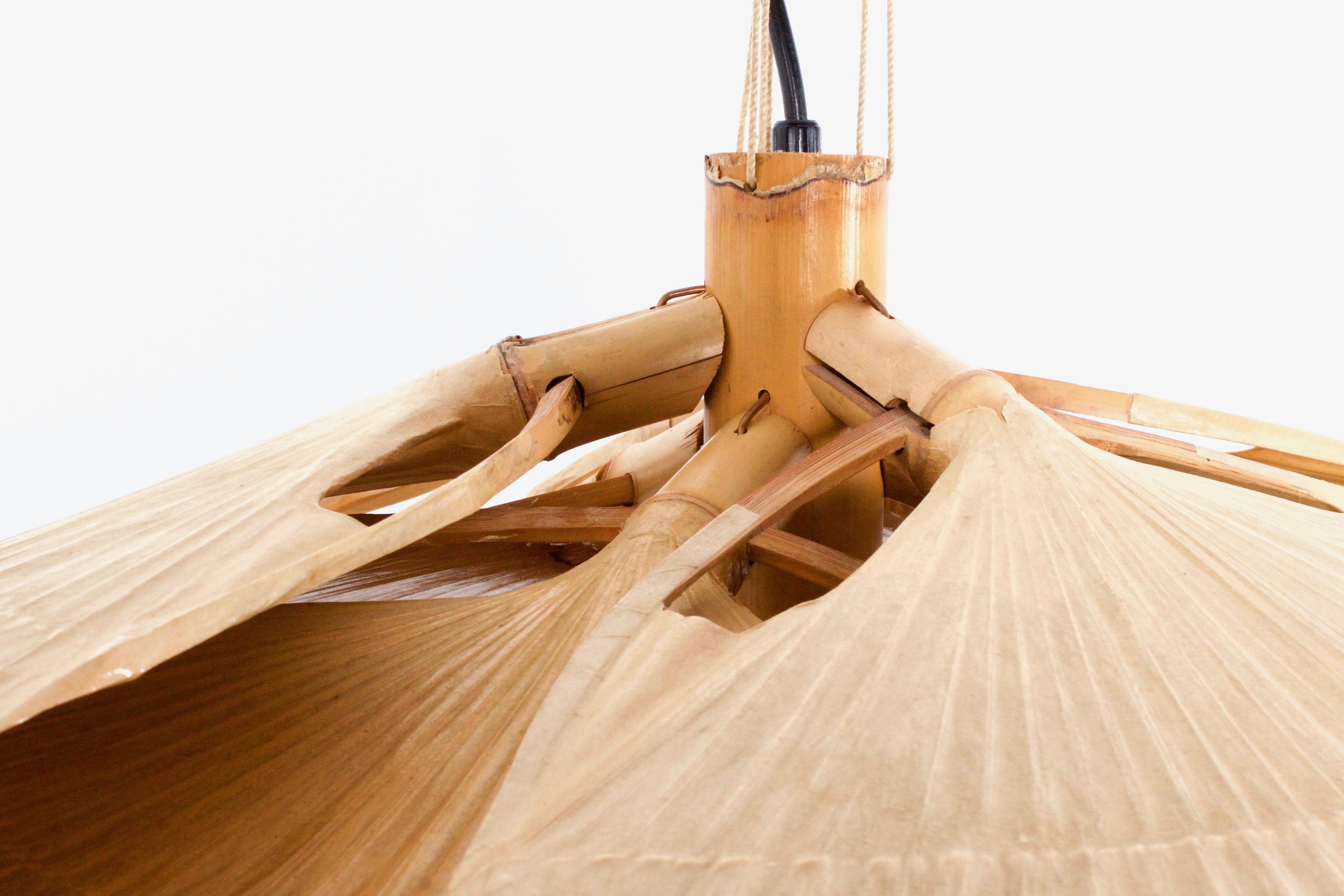 German Large ‘Uchiwa’ Chandelier by Ingo Maurer, 1970s