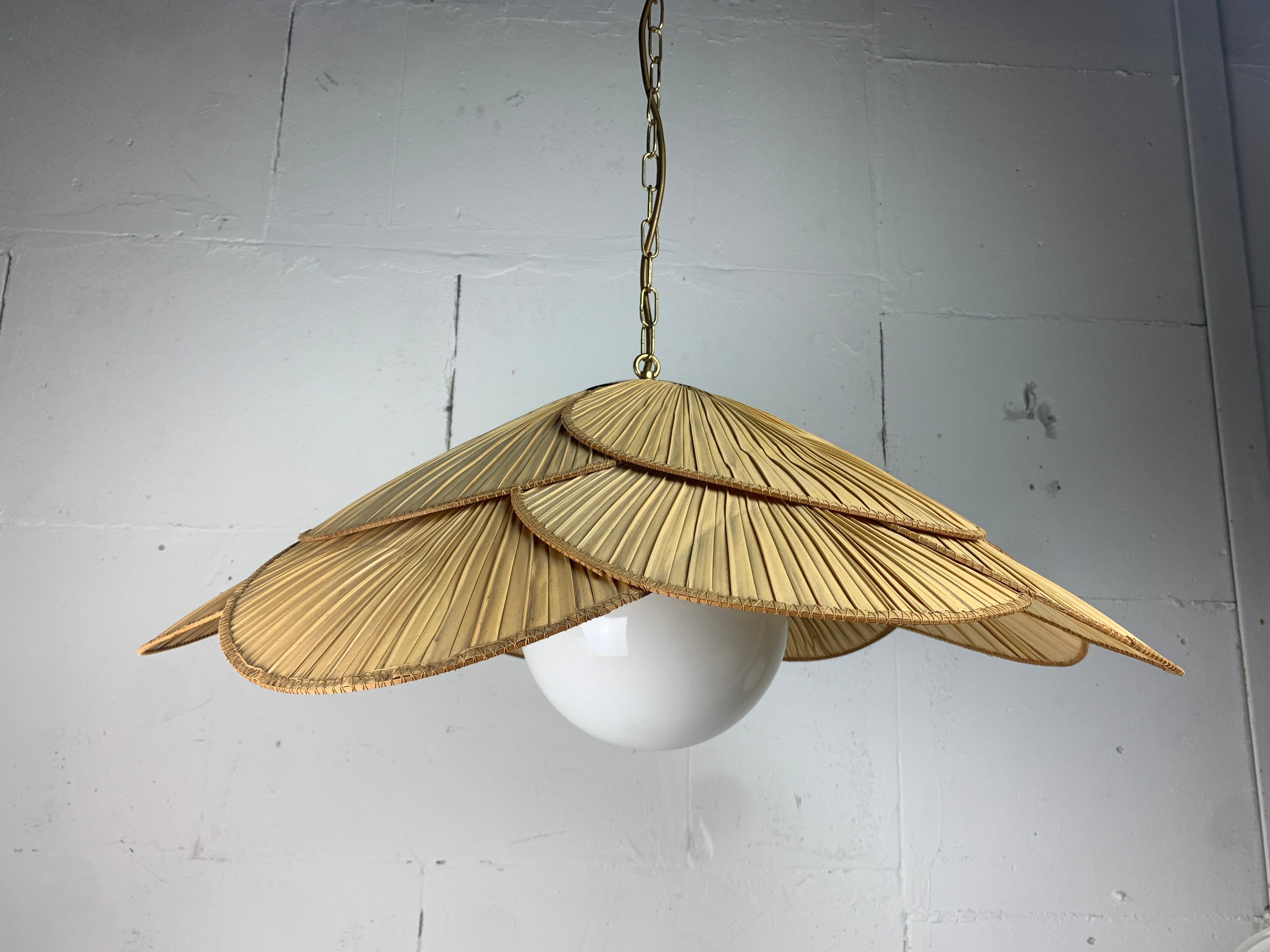 Gran lámpara de techo colgante estilo ventilador Uchiwa, 1975 en Bueno estado para la venta en Zaandam, NL