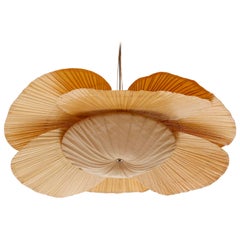 Large ‘Uchiwa’ Pendant Light Chandelier, Ingo Maurer, Bamboo Paper, 1970s