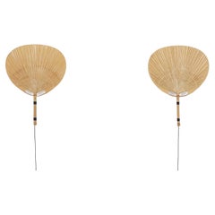 Large ‘Uchiwa’ Wall Sconce Pair Designed by Ingo Maurer, Germany, 1973