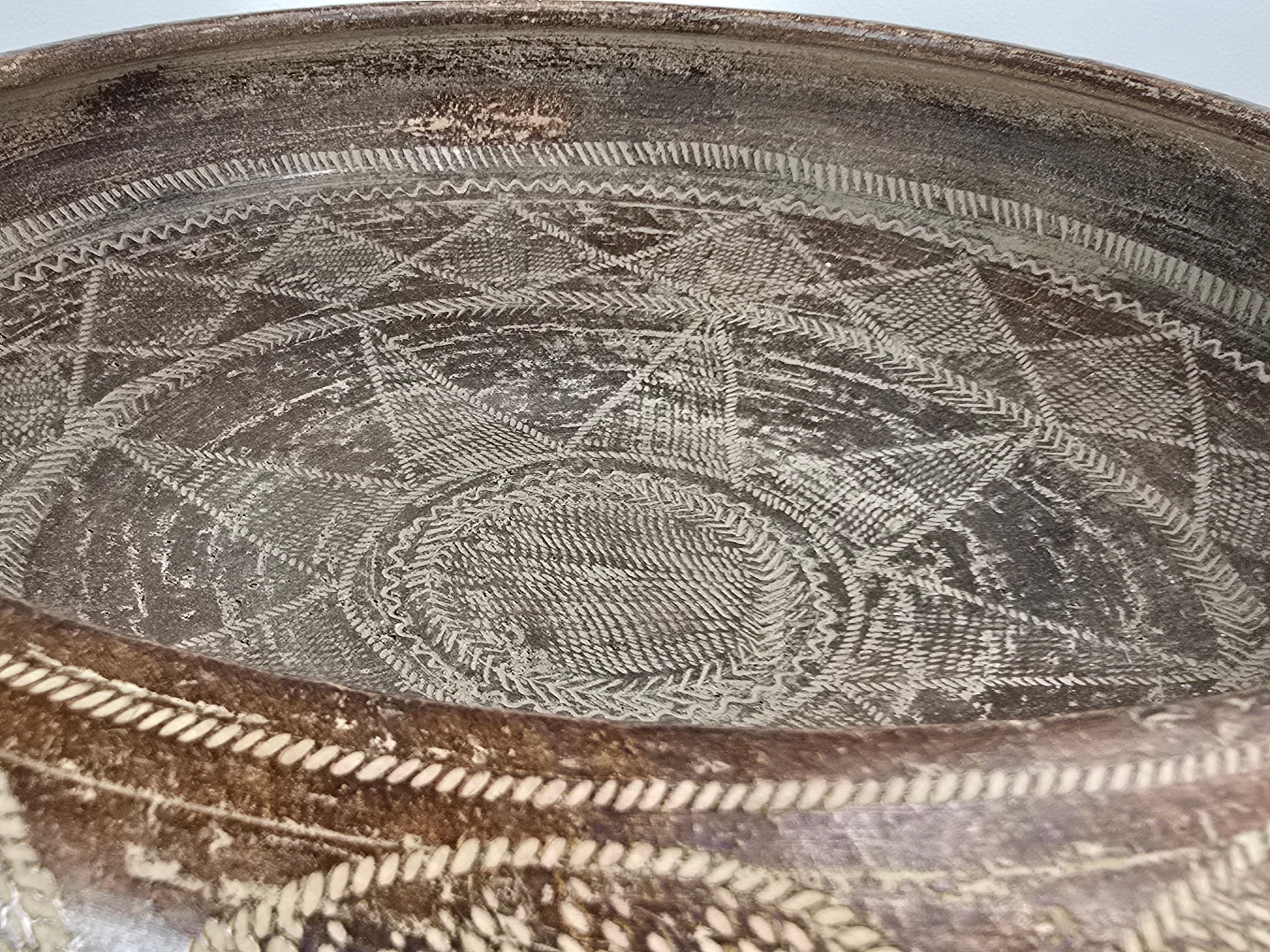 Grand bol tribal Ugo Zaccagnini Sgraffito en vente 1