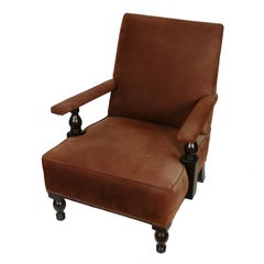 Large Ultrasuede Library Chair and Ottoman